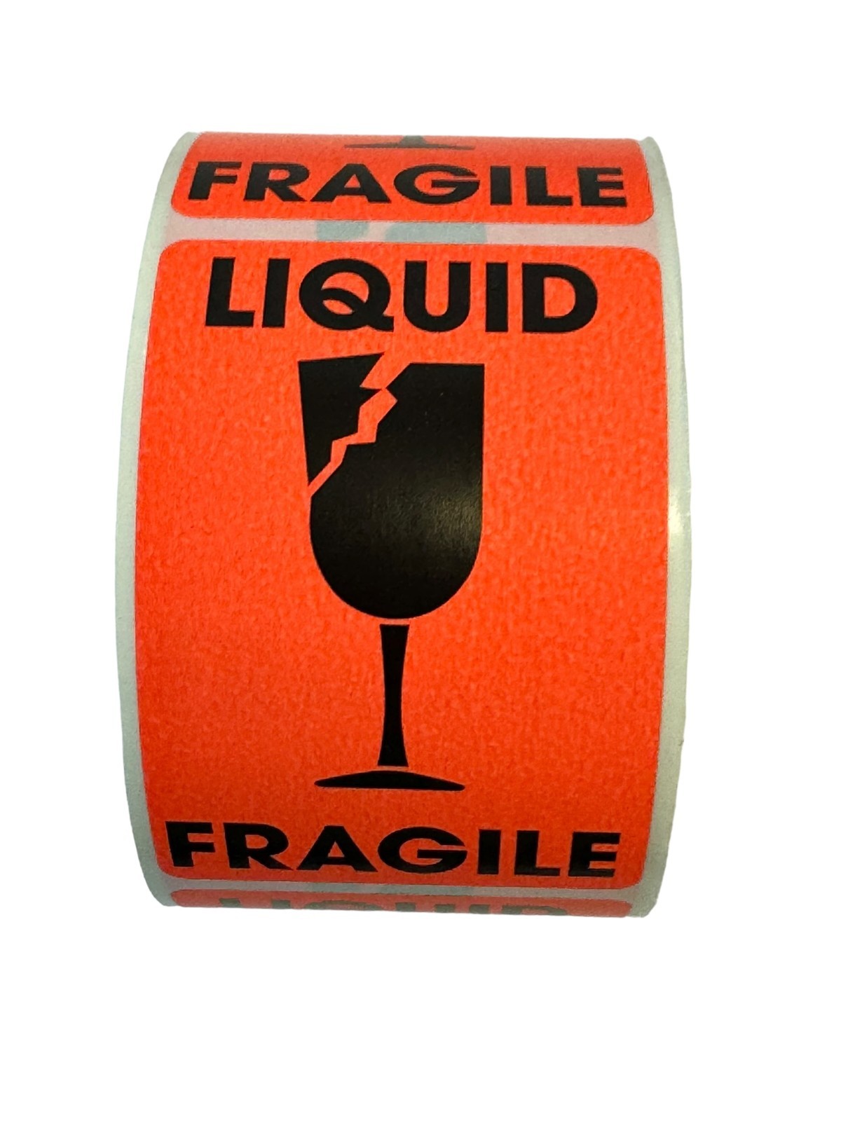 2×3 LIQUID / FRAGILE Labels Red Glass Shipping Peel & Stick (2) RLS of 500 EA