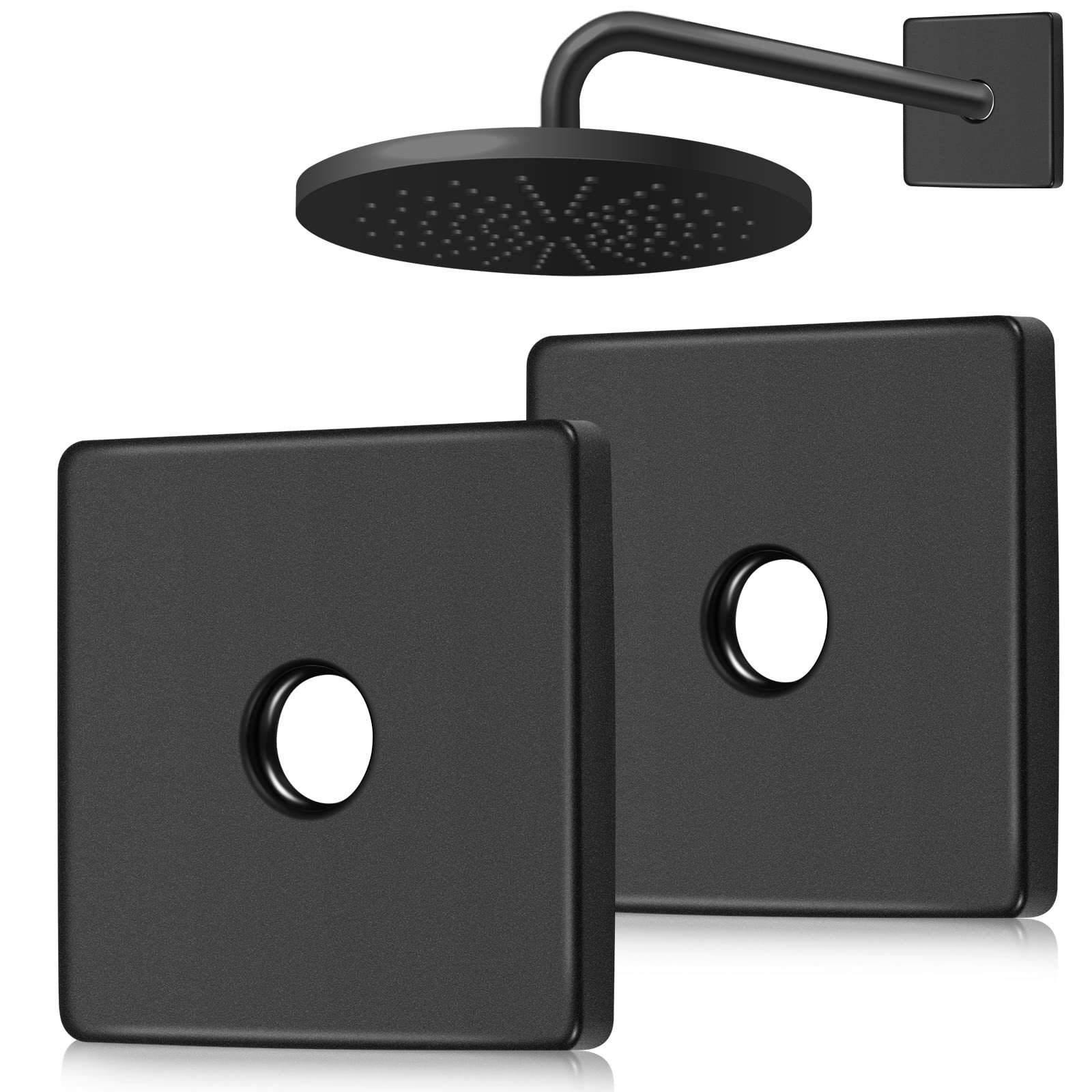Yinkin 1 Pack 3.5 Inch Black Large Shower Arm Flange Square Plumbing