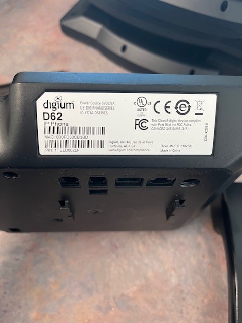 Digium D62 Black 2-Line Display VoIP Speakerphone (1TELD062LF)