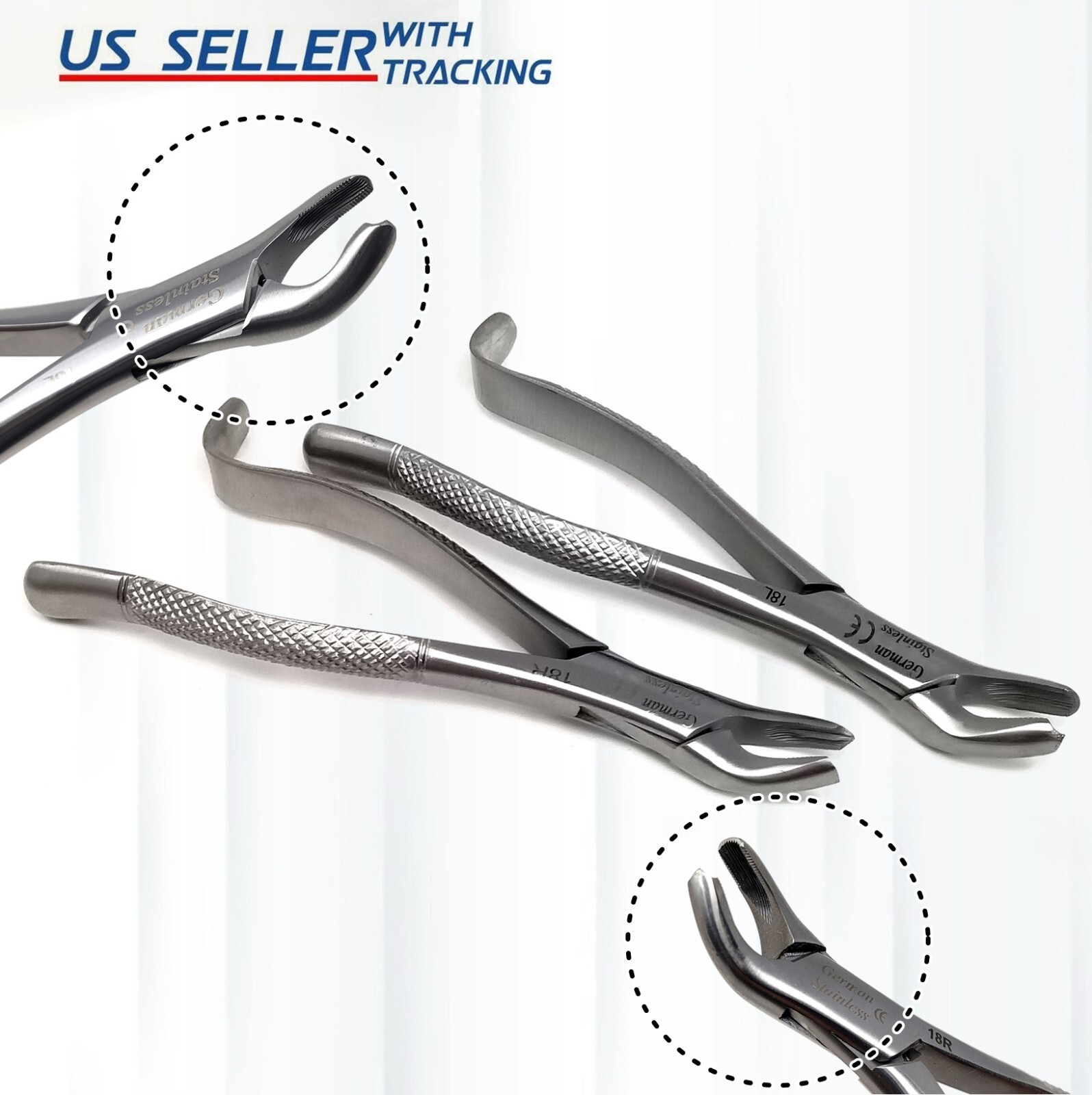 EXTRACTING FORCEPS 18L & 18R SURGICAL DENTAL INSTRUMENTS – GERMAN STAINLESS CE