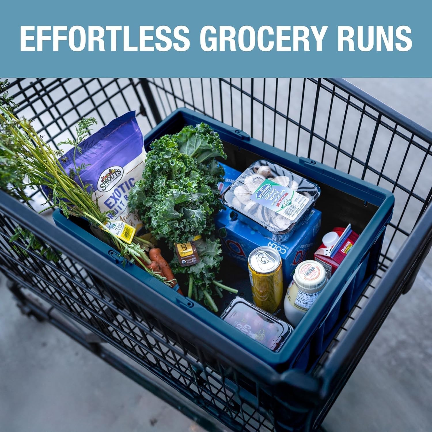Collapsible Shopping Basket 32L Storage Crate – Durable Grocery Carrier, 35 lb C