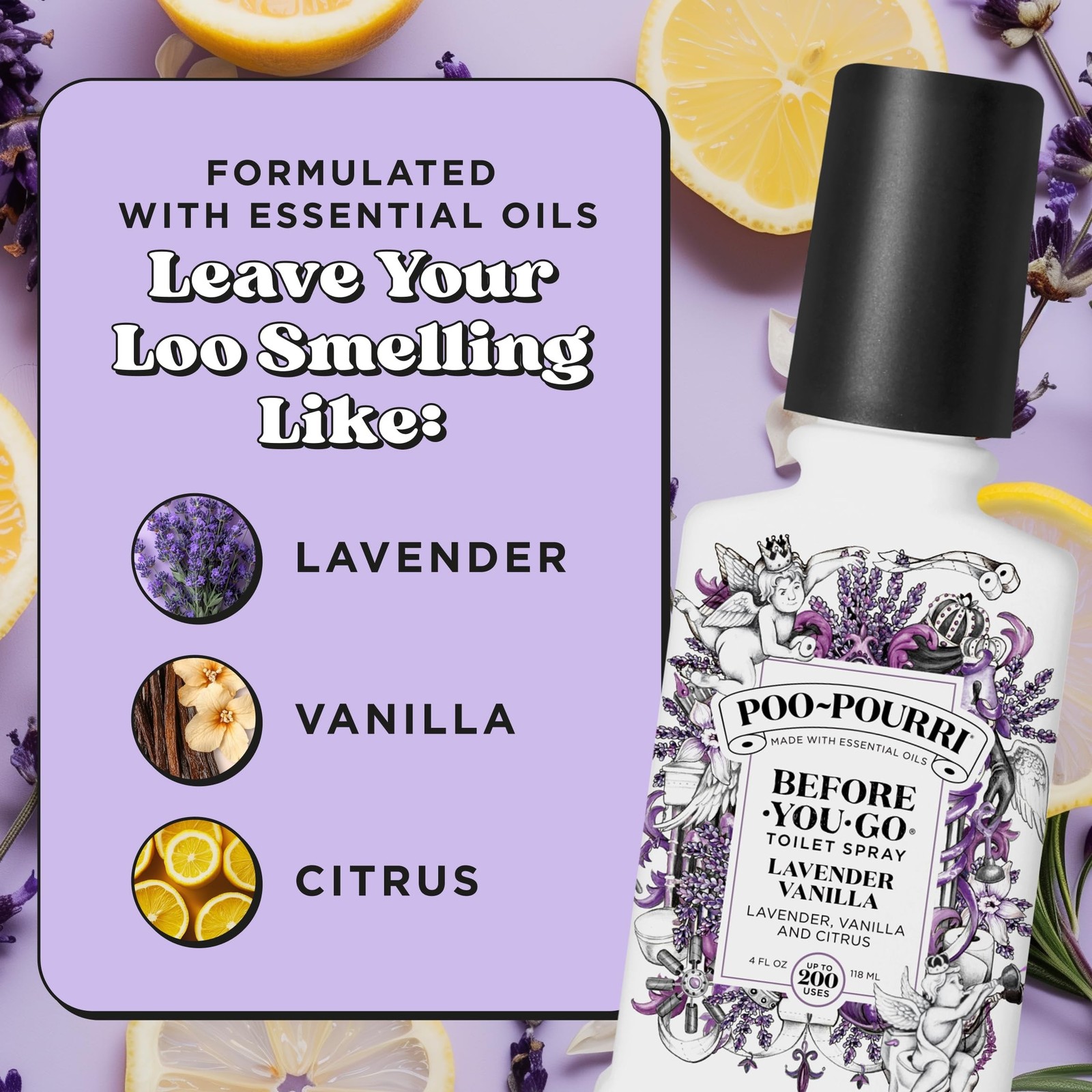 Poo-Pourri Before-You-Go Toilet Spray, Lavender Vanilla, 4 Fl Oz, Up to 200 U…
