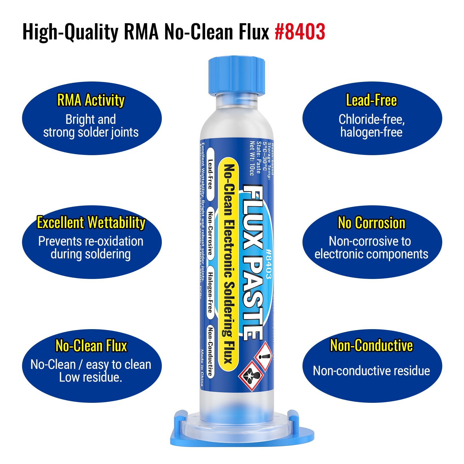 BEEYUIHF No Clean ROSIN Solder Flux Paste RMA Flux for Electronics 4PCS x 10mL