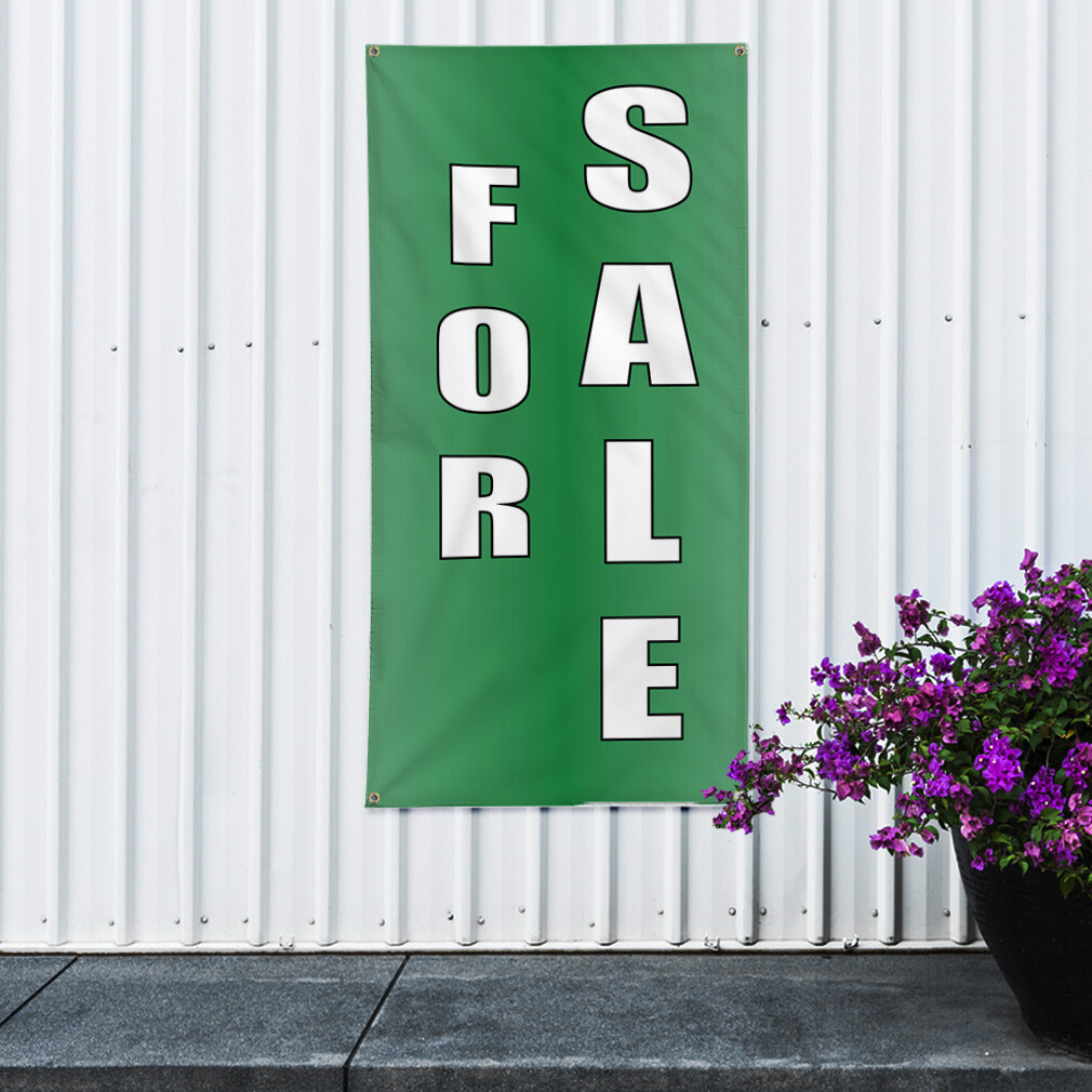 Vertical Vinyl Banner Multiple Sizes For Lease Green Business Outdoor