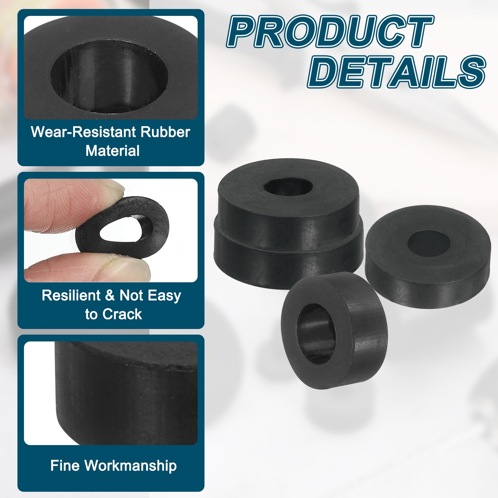 6Pcs Thick Rubber Spacer, 2-3/4 Inch OD x 1/2 Inch ID x 3/8 Inch Thickness