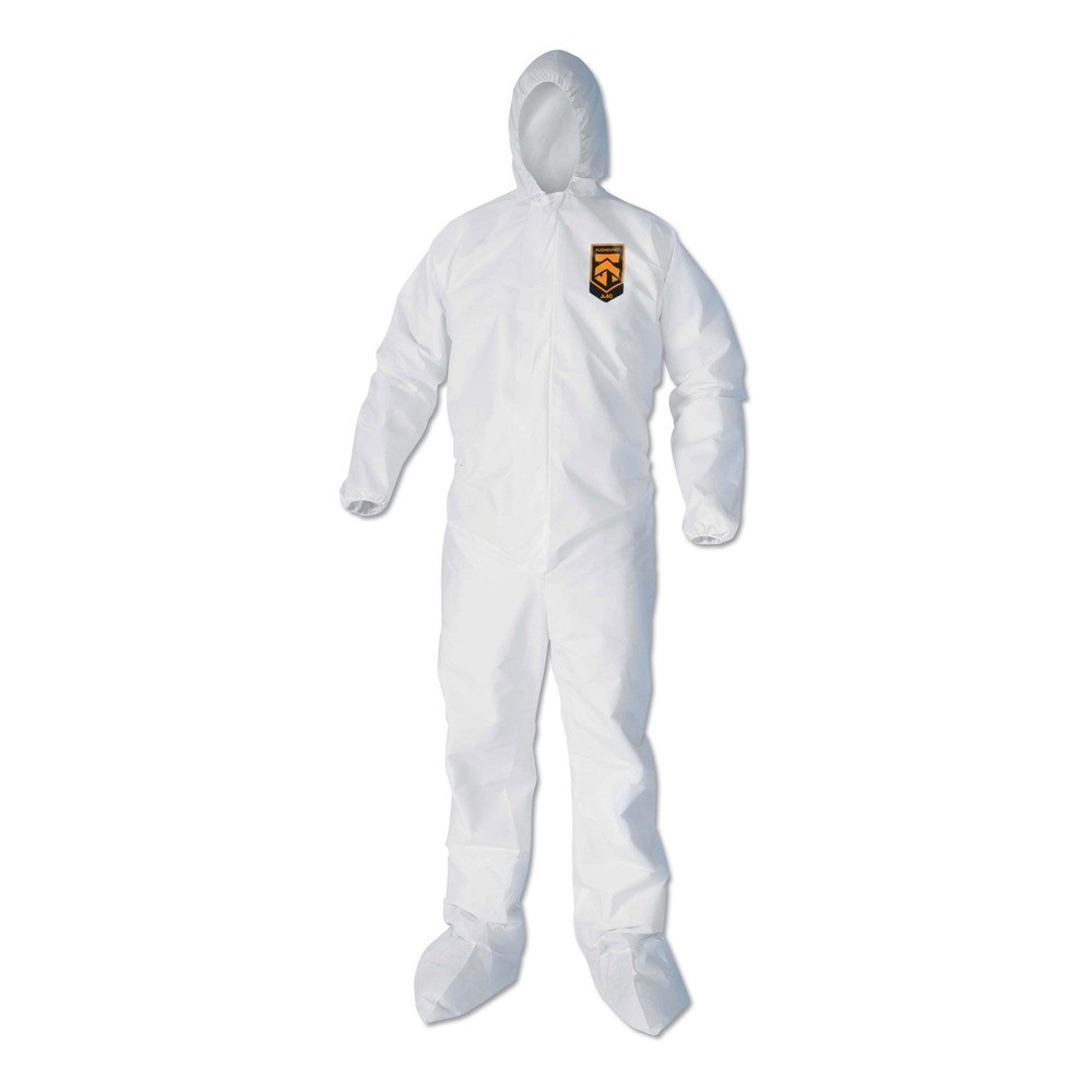KleenGuard 44334 A40 Elastic-Cuff Ankle Hood Boot Coveralls – XL, WHT (25/CT)New