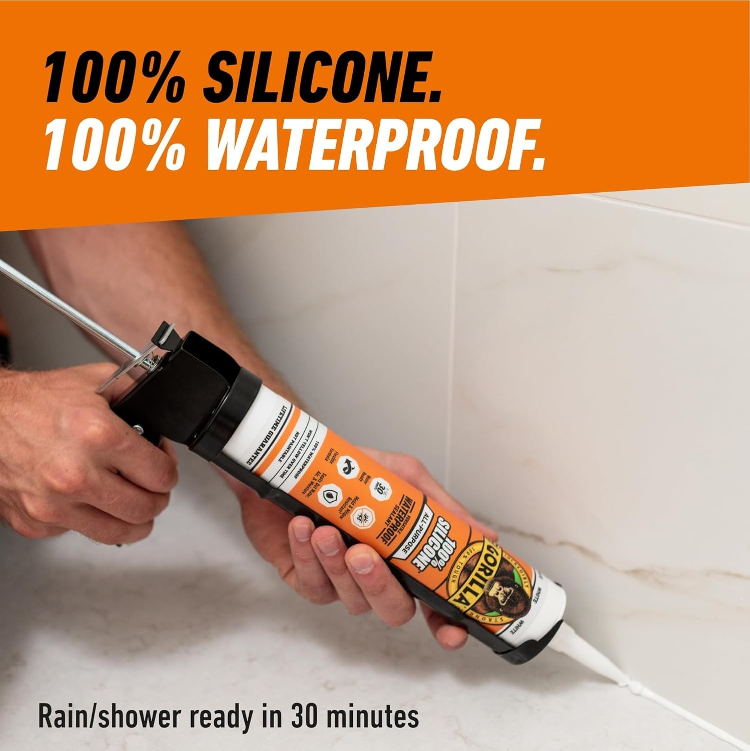 Gorilla Waterproof Caulk & Seal Silicone Sealant, 10oz Cartridge (Pack of 1) –