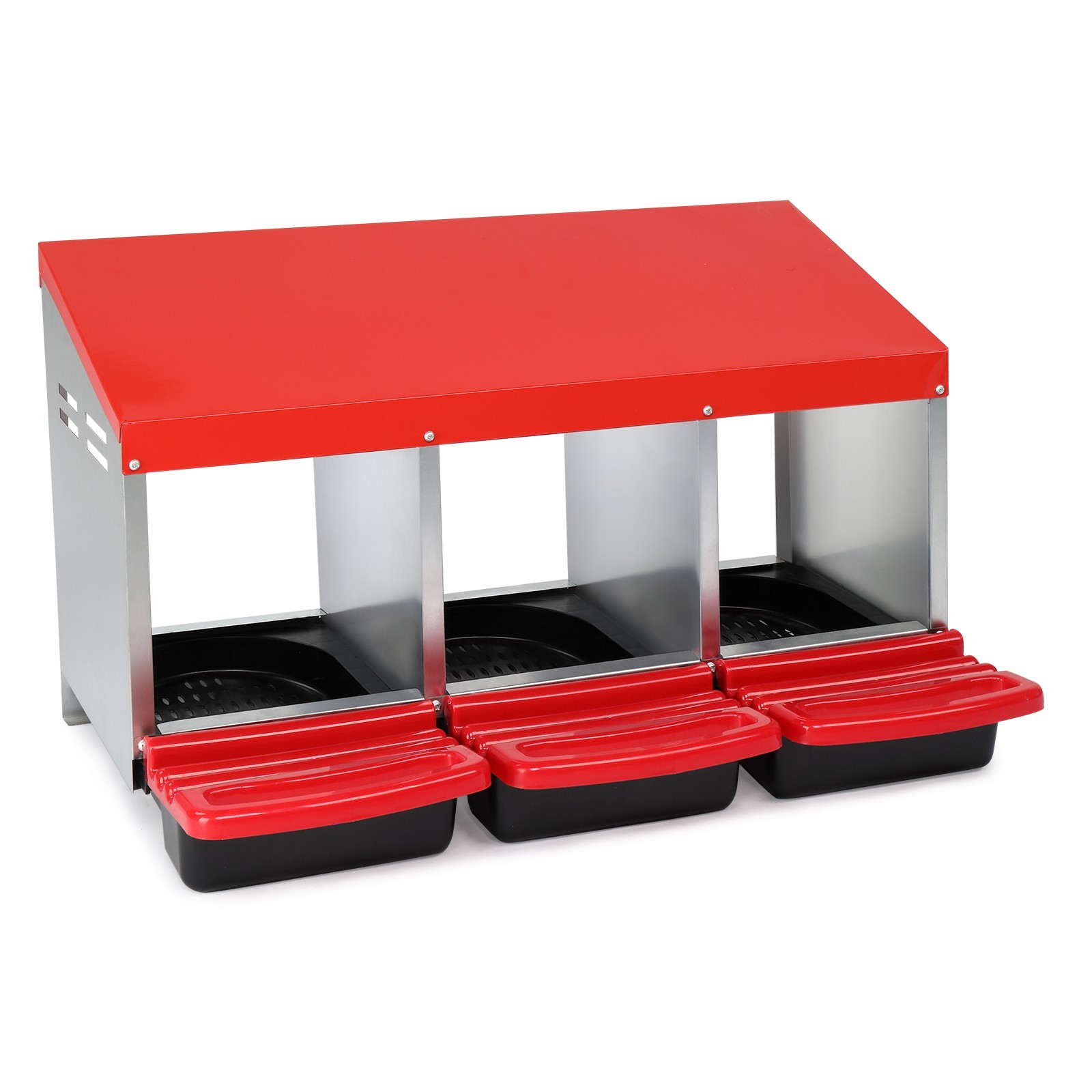 3 Compartment Roll Out Chicken Egg Nesting Box w Plastic Basket Laying Hens Coop