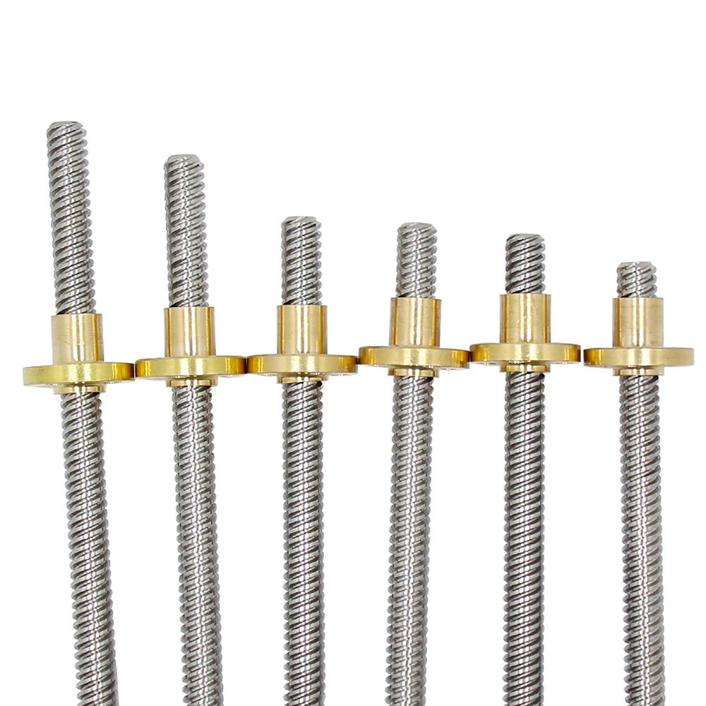 T8 Lead Screw Rod OD 8mm Pitch 2mm Lead 2mm Length 100-350mm with Brass Nut CNC