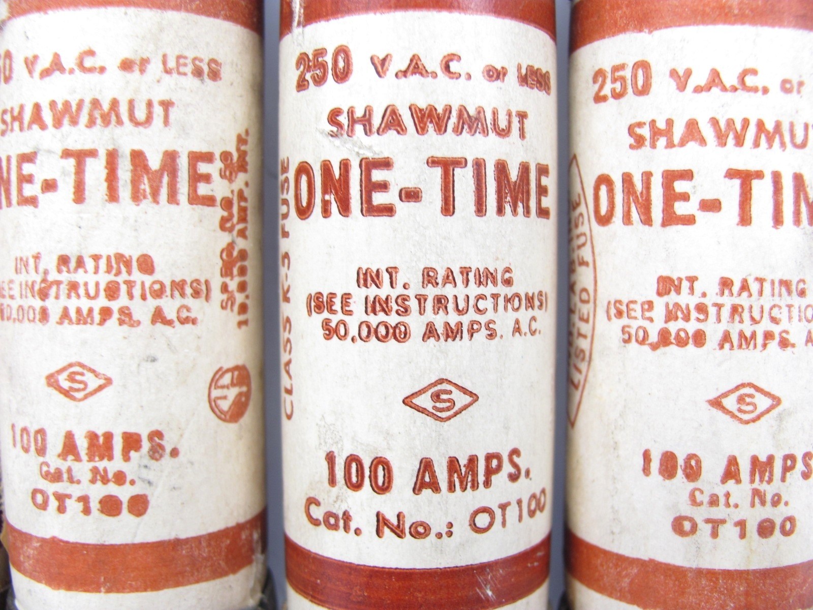 (4 pc) – SHAWMUT – OT100 One-Time 100 AMPS – 250 VAC or less – Class K5 – TESTED