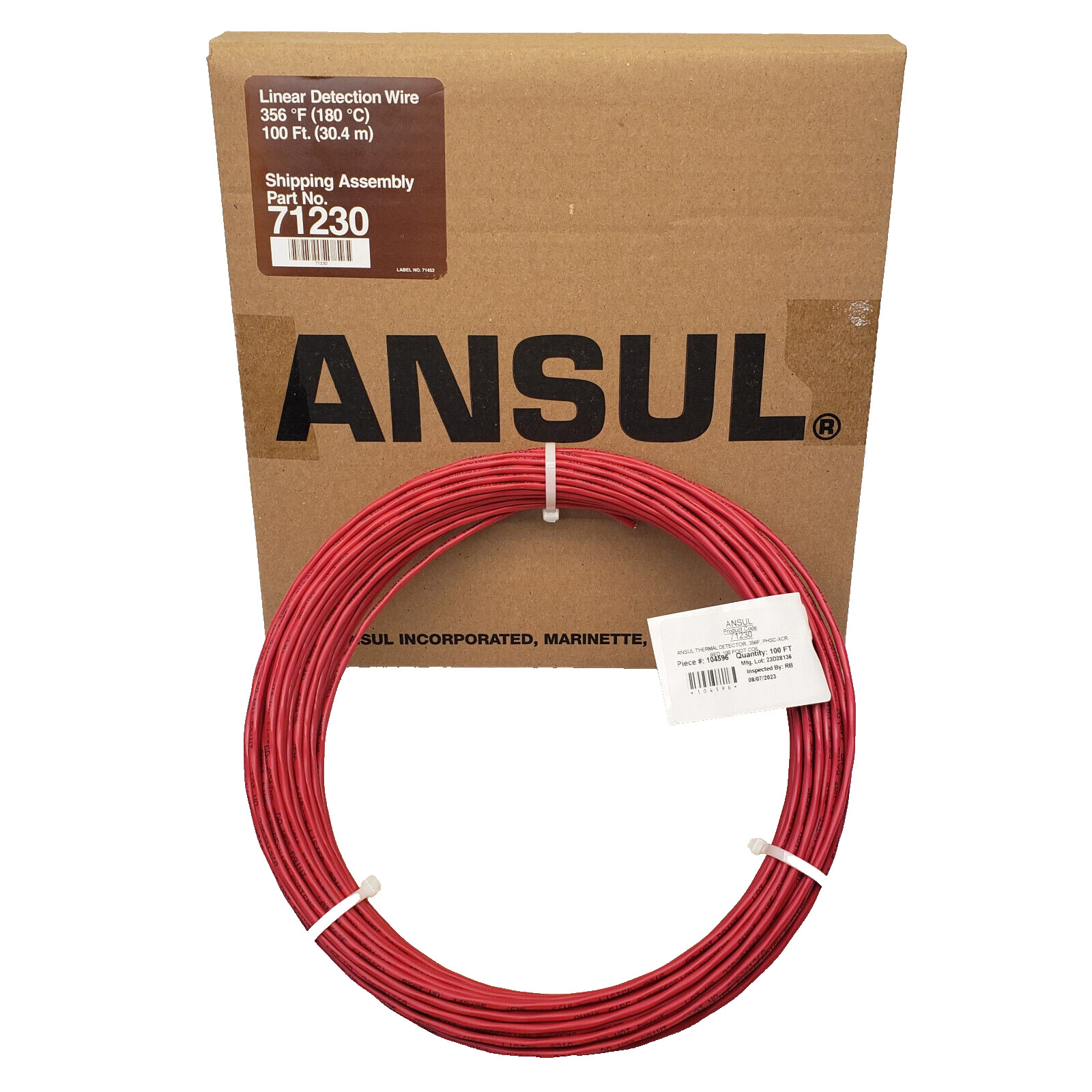 ANSUL 71230 Red Bulk Linear Heat Detection Wire 356°F (180°C) 100 ft (30.5 m)