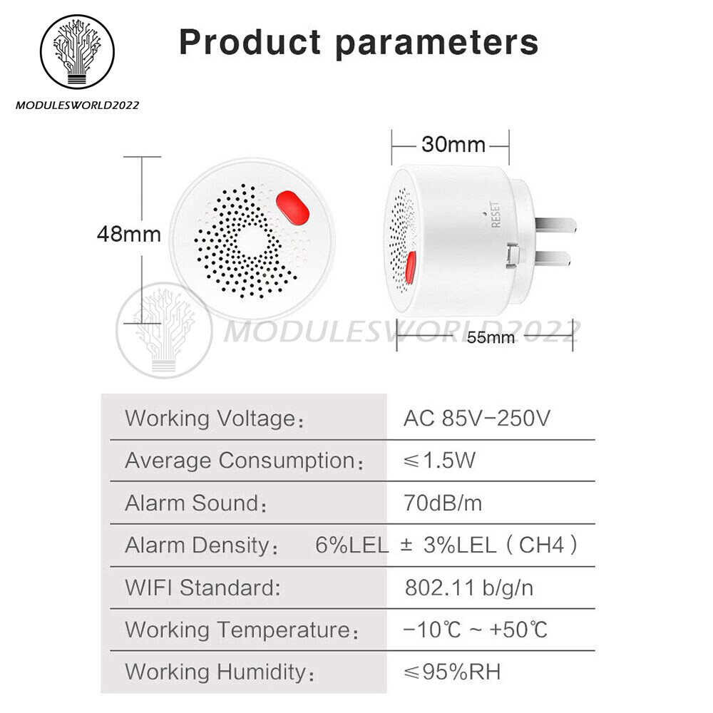 Gas Leak Detector Tuya Wifi Combustible Gas Alarm for Home Natural Gas Sensor