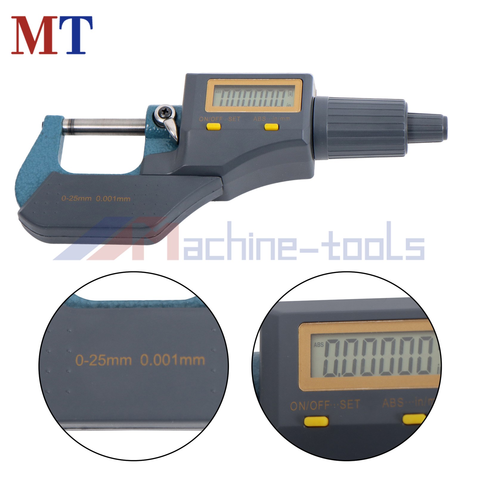 0-25mm Caliper Carbide Tip Digital Electronic Outside Micrometer 0-1″ 0.00005″