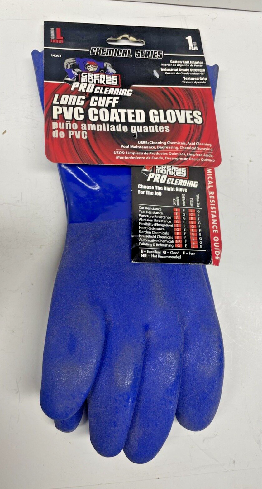 Grease Monkey Long Cuff- PVC Coated – Pro Cleaning Chemical Series- Large – Blue