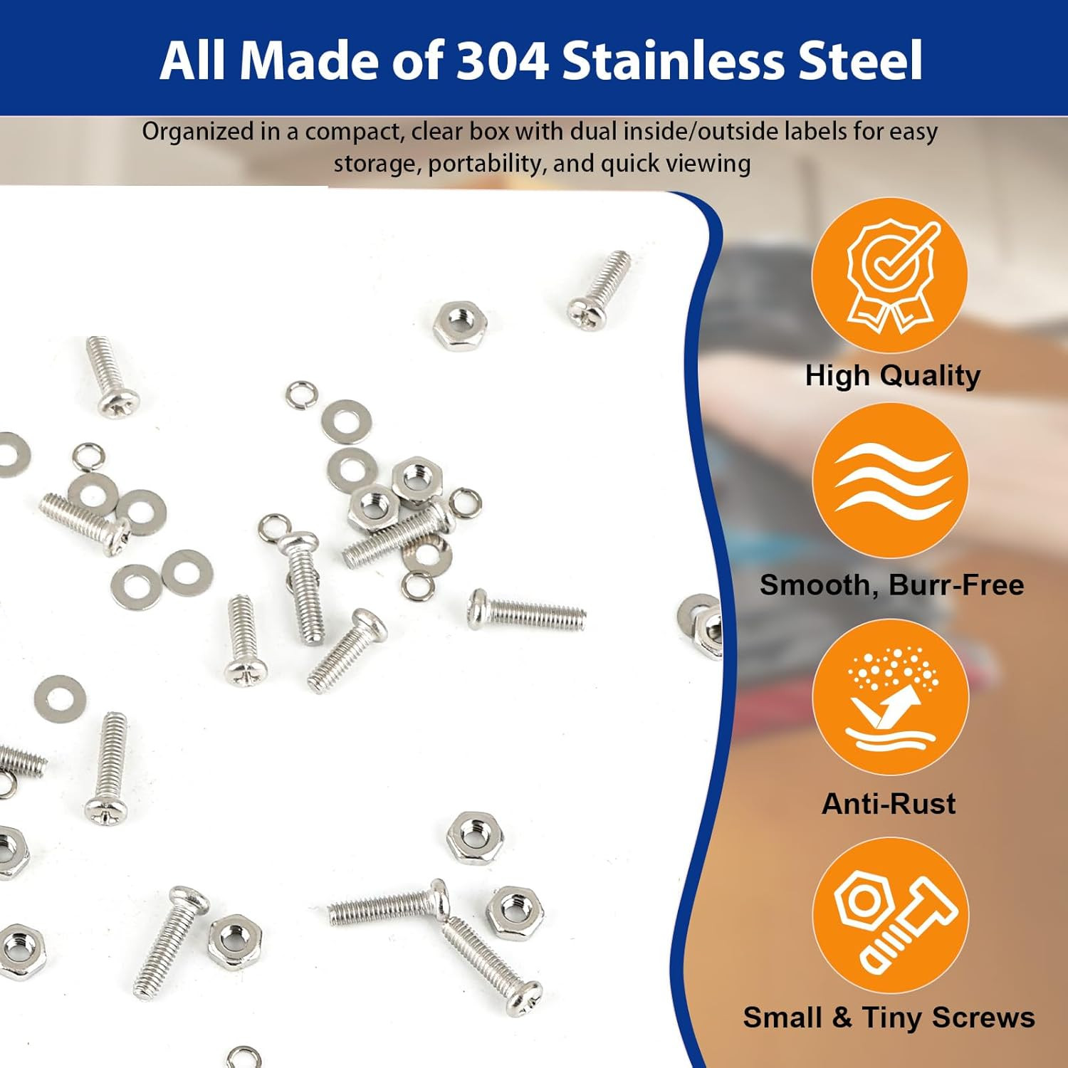 1670Pcs 304 Stainless Steel Metric Micro Screws Nuts Assortment Kit, M1 M1.2 M1.