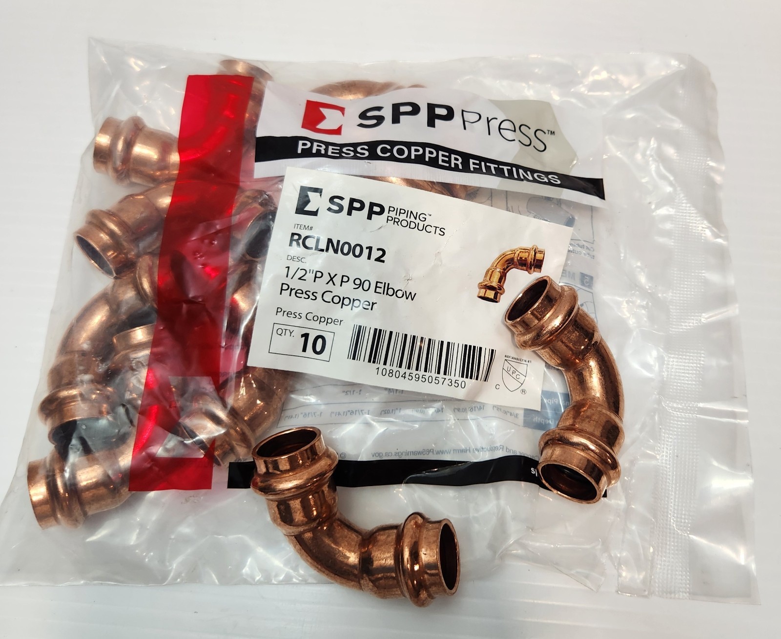 1/2″ PRESS COPPER 90° ELBOW ( LEAD FREE ) ONLY SALE BOX OF 30 PCS.