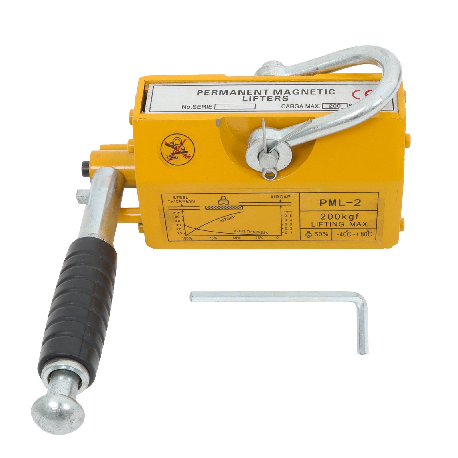 440lbs/200kg Permanent Magnetic Lifter 2.5 Safety Factor Lifting Magnet Yellow