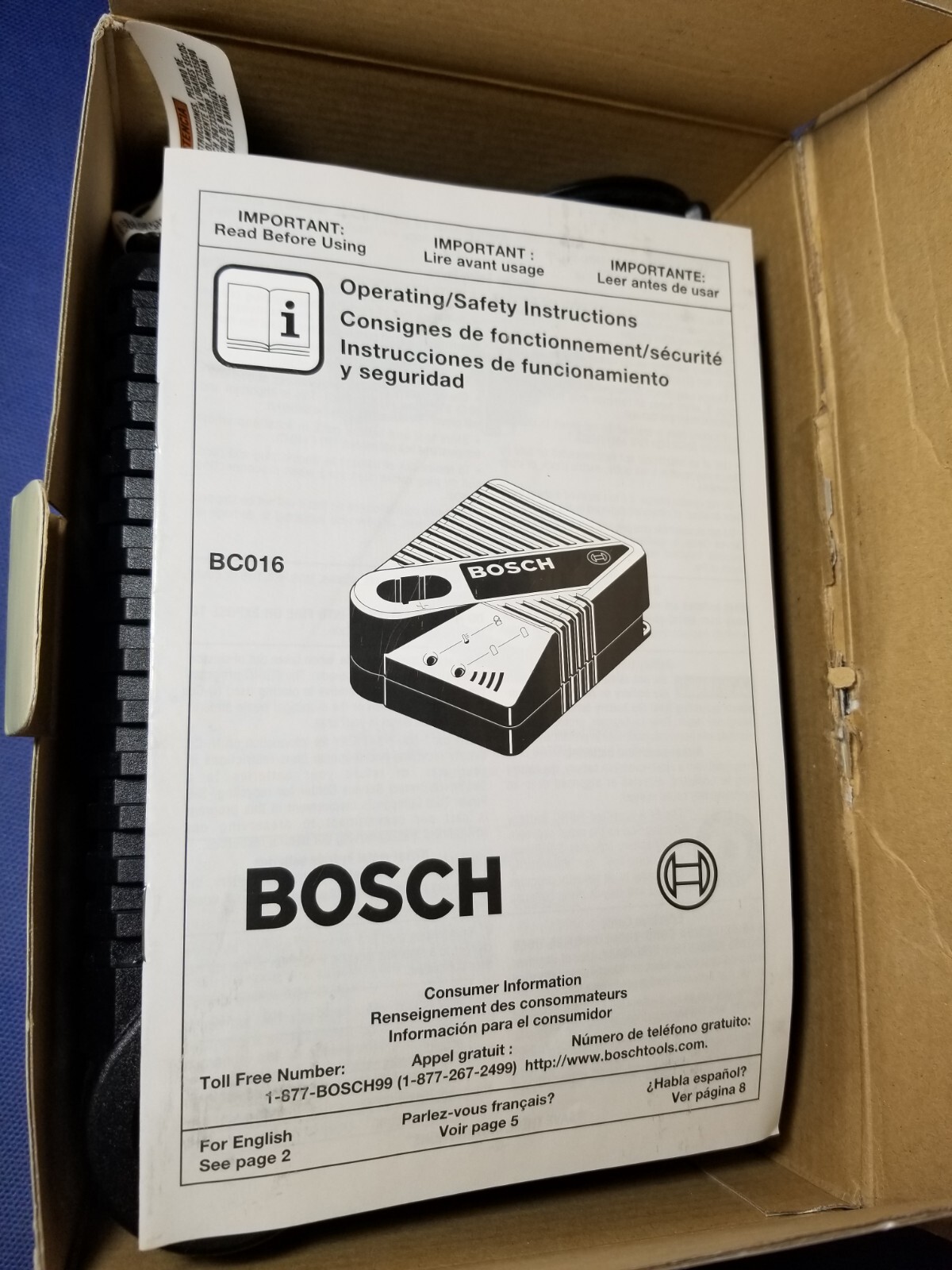 NEW BOSCH BC016 BATTERY CHARGER 15MIN 10AMP 7.2V-14.4V AL 15 FC 2398
