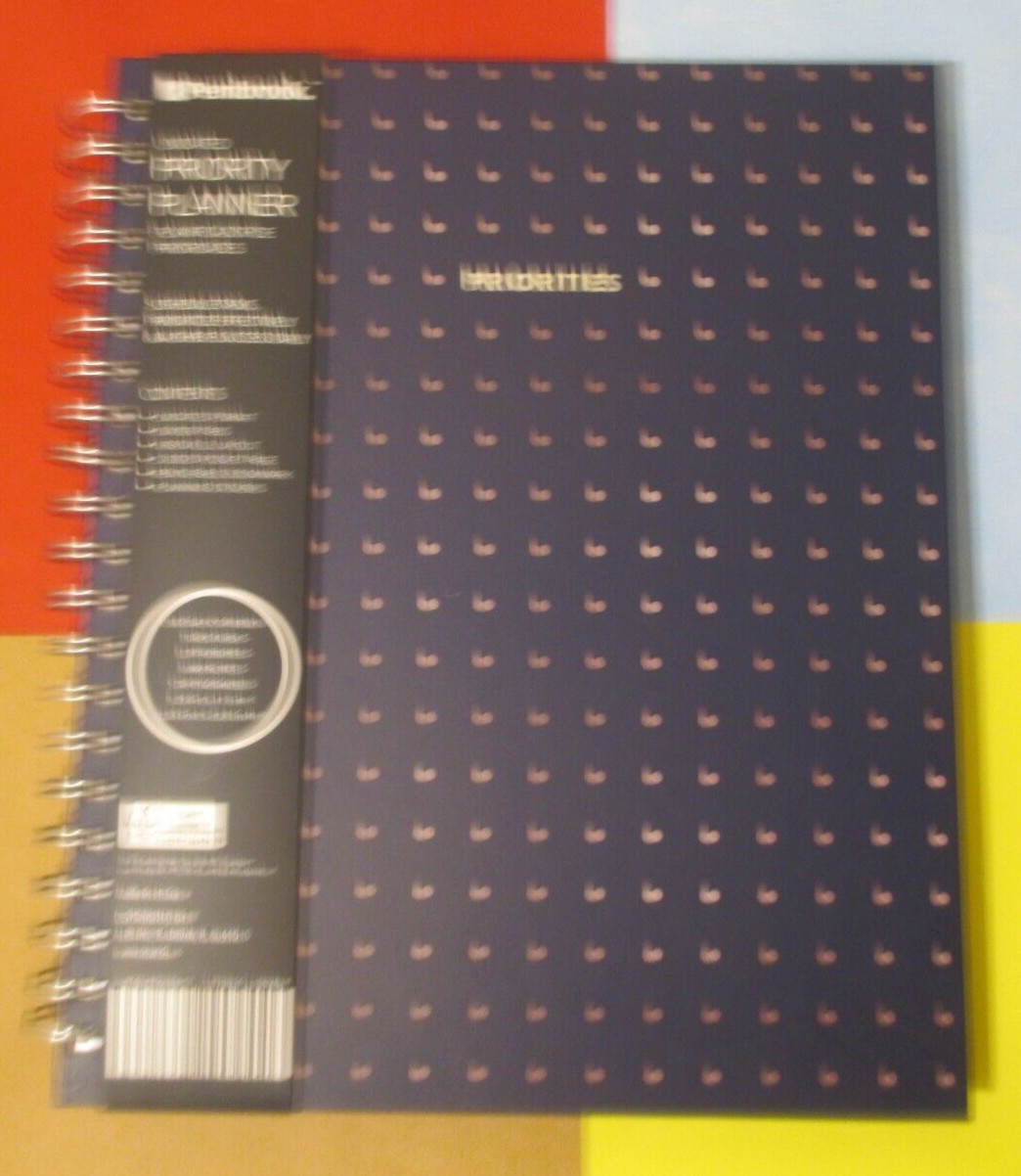 UNDATED LARGE SPIRAL EXECUTIVE PLANNER PRIORITIES DAILY-WEEKLY GOALs NOTEs BLUE