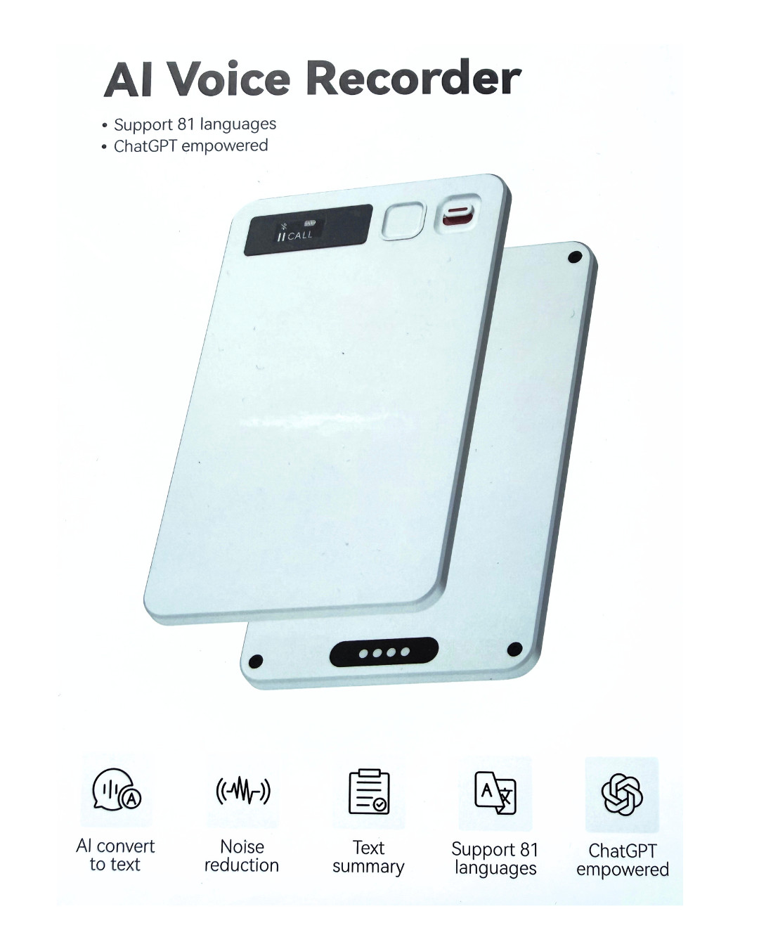 NEWYES AI Voice Recorder 64GB Transcription Device ChatGPT Smart Note Taker