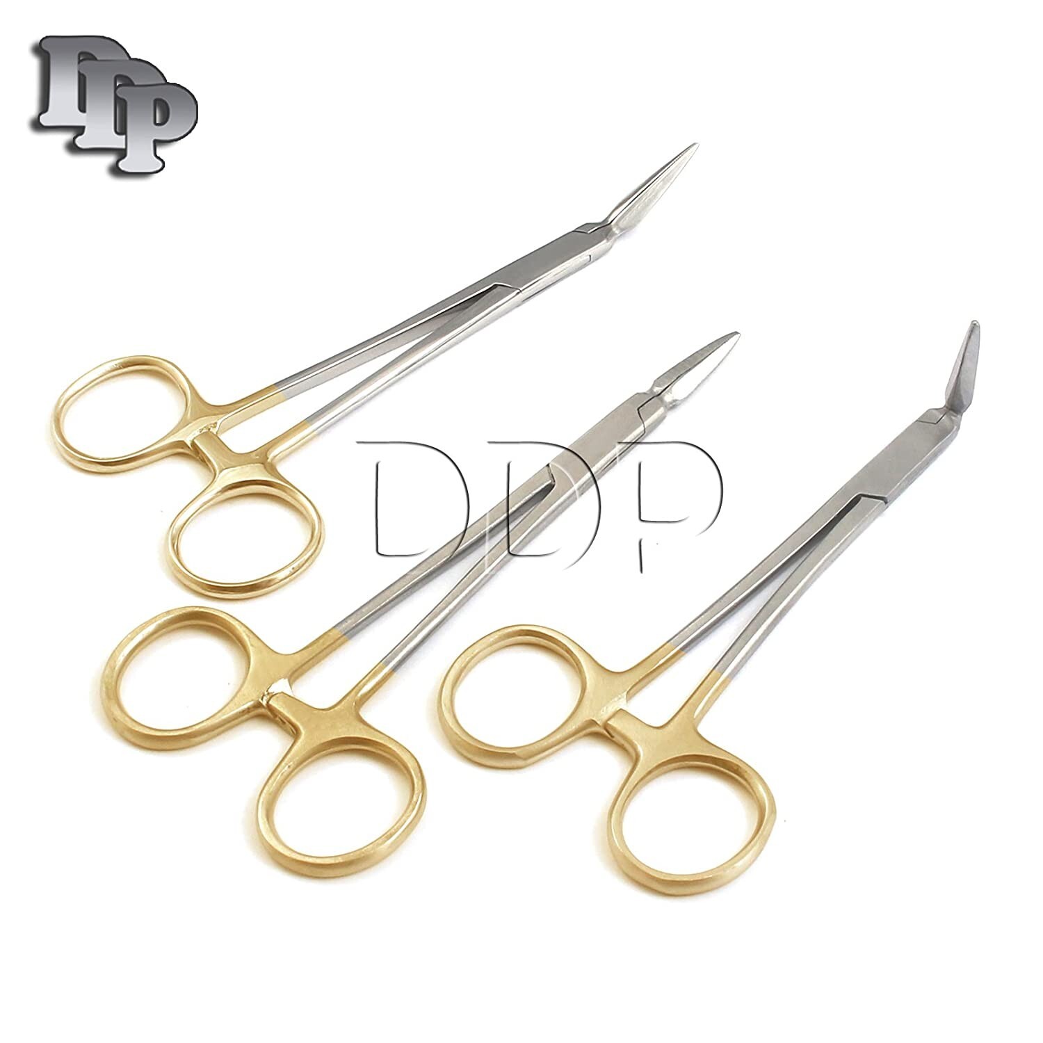 STIEGLITZ Dental Root Fragment Forceps 5″ 0, 45, 90 Degrees Set of 3 Gold Handle
