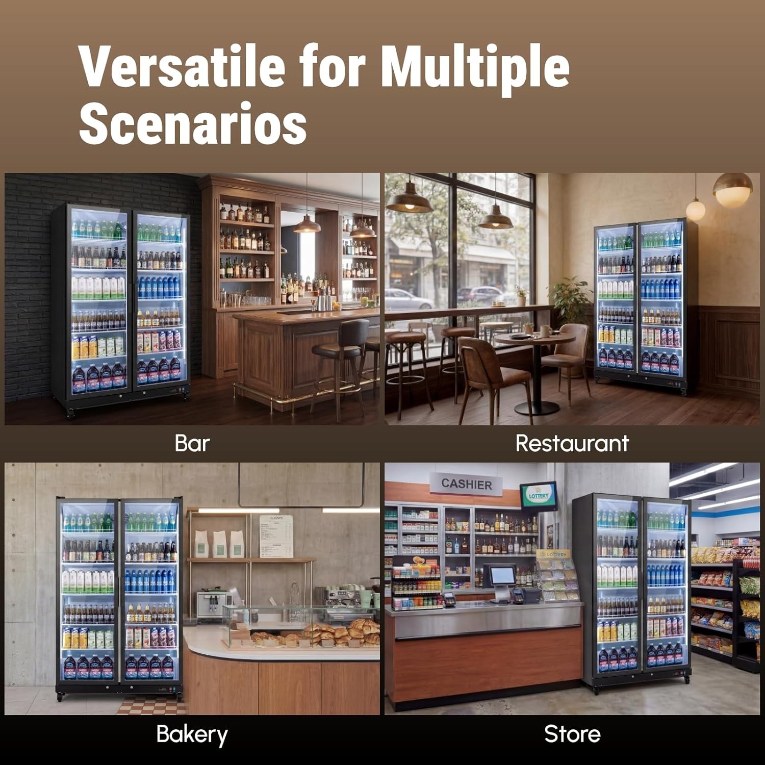 Yeego Single Glass Door Merchandiser Refrigerator Beverage Cooler 37.79Cu.ft NEW