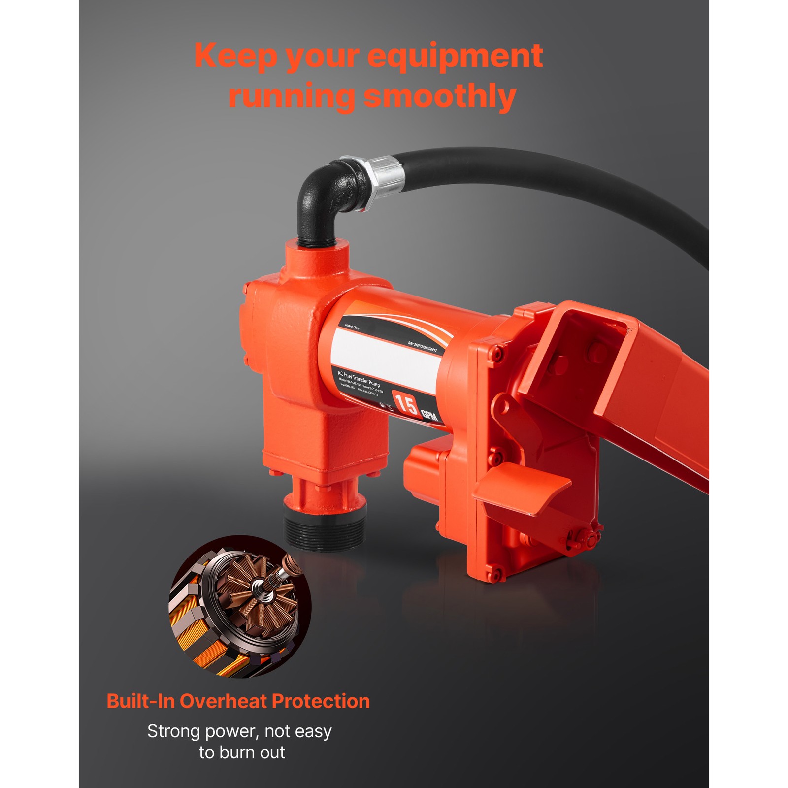 Uimoso 110V Electric Fuel Transfer Pump, 15 GPM Flow Rate with Fuel Nozzle
