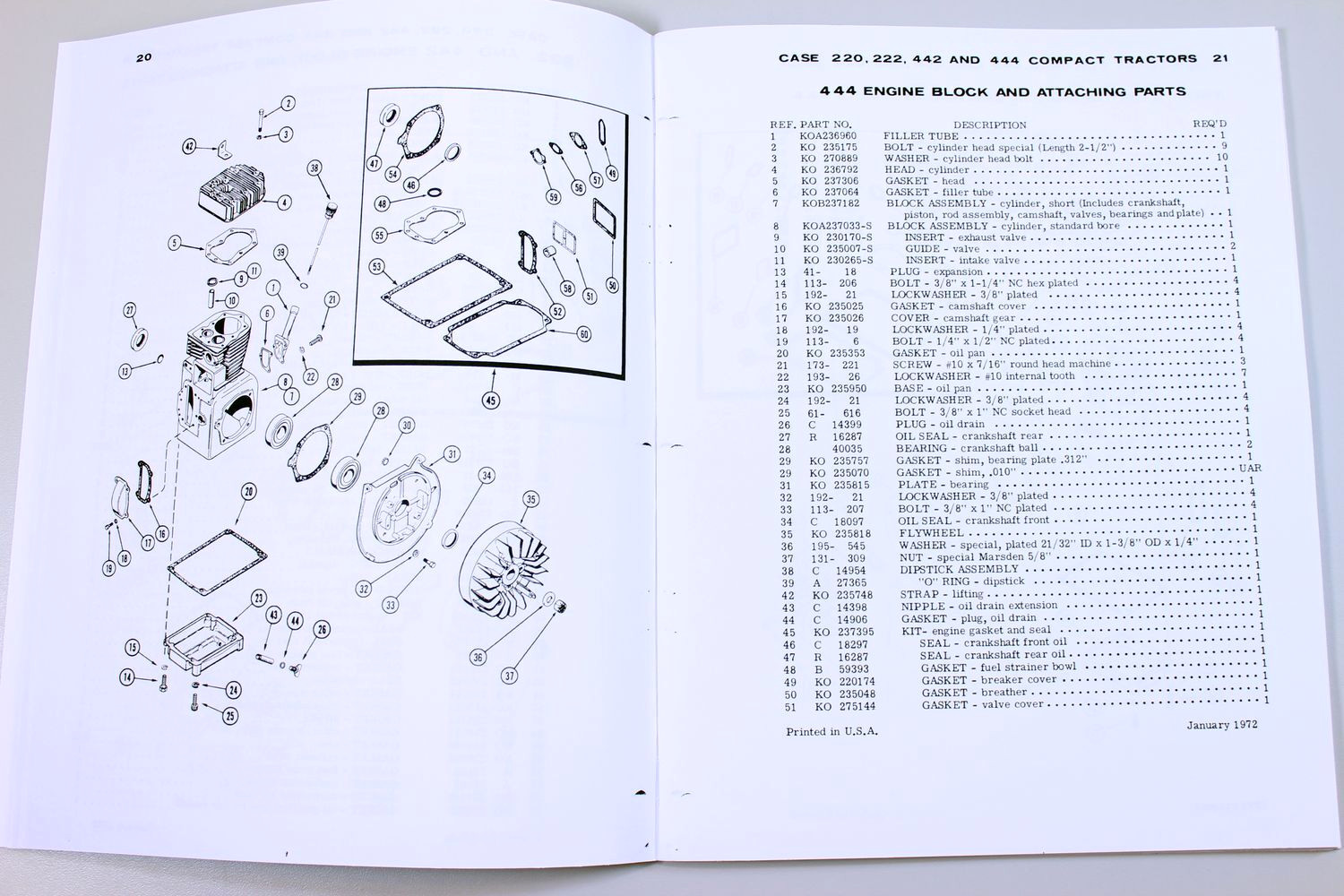 Tractor Service Parts Manual Fits 1978 Case 220 222 224 444 Compact Garden Book