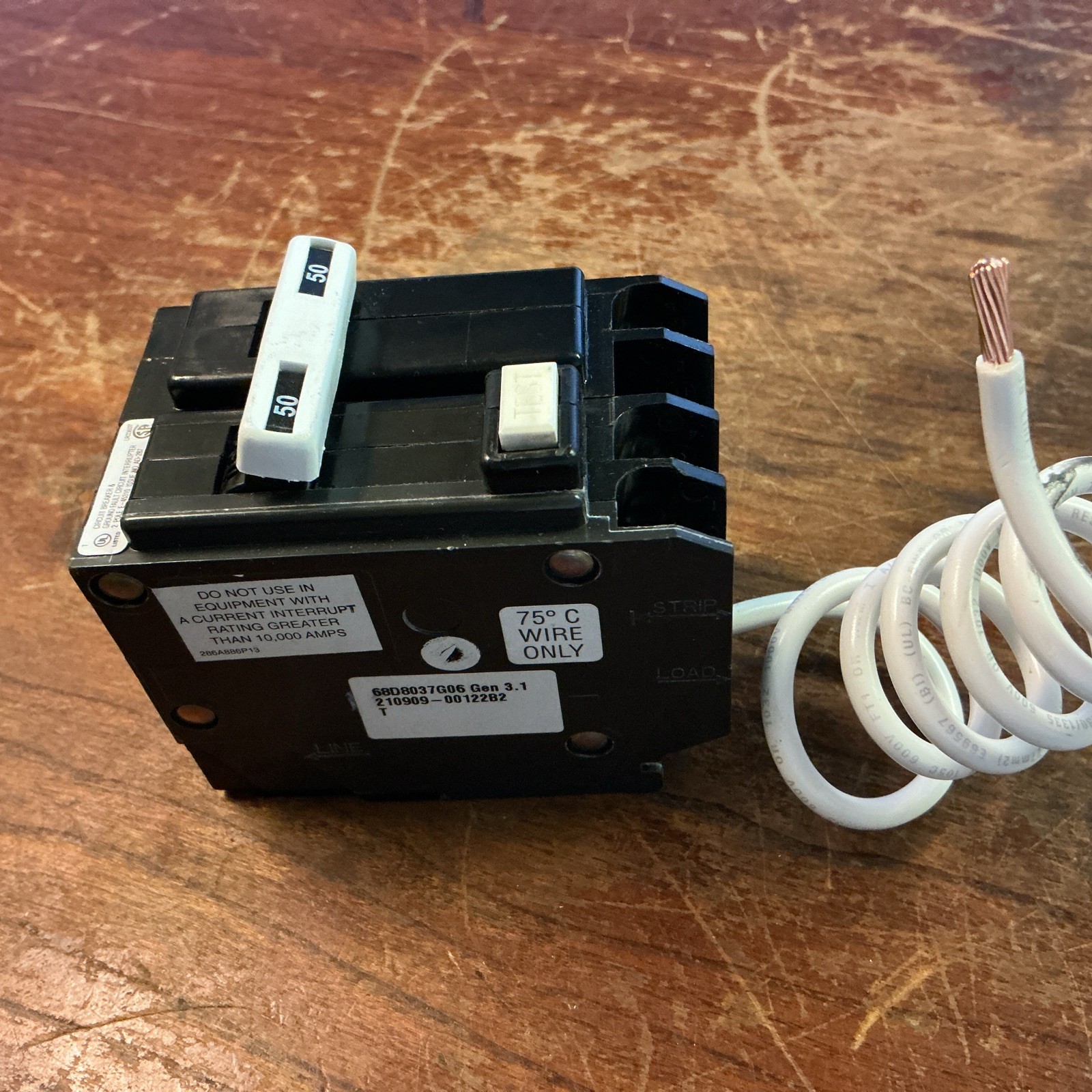 General Electric THQL2150GFT 50A 2-Pole Ground Fault Circuit Breaker GFCI (new)