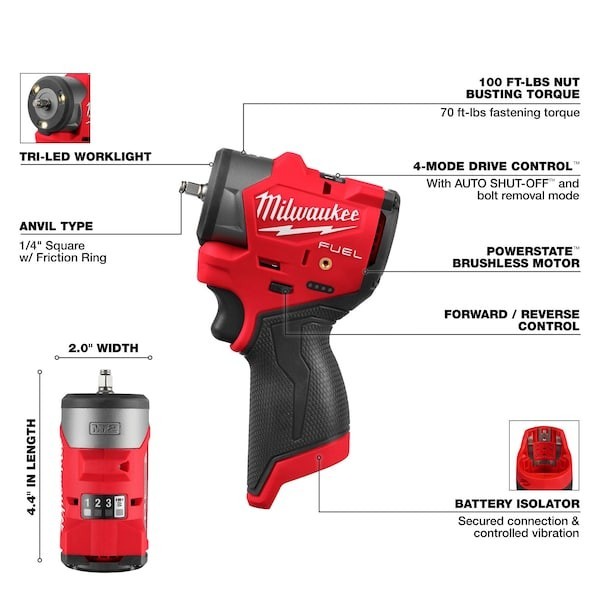 Milwaukee Tool 3048-20 M12 Fuel(Tm) 1/4 In. Sciw W/ Fr New