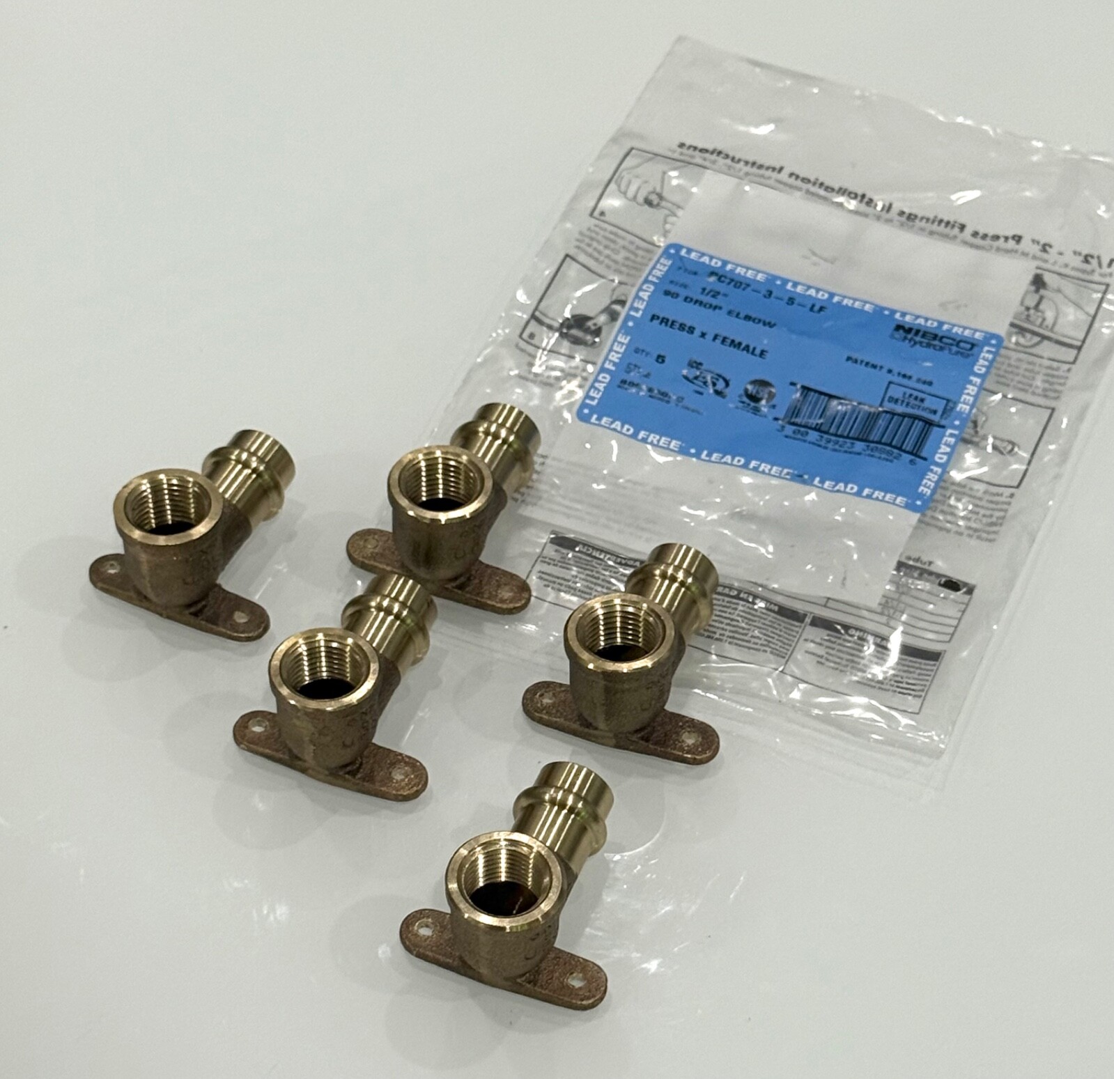 NIBCO 1/2″ 90° DROP ELBOWS PRESS X FEMALE PC707-3-5-LF PACK OF 5 PCS