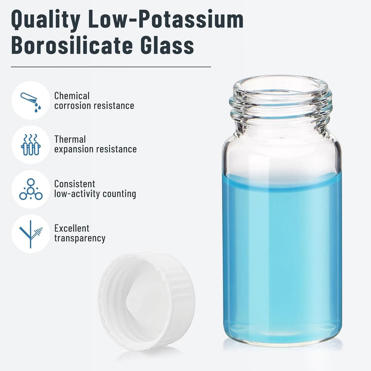 20ml Scintillation Vials Transparent Borosilicate Glass Counting Vial 500Pcs