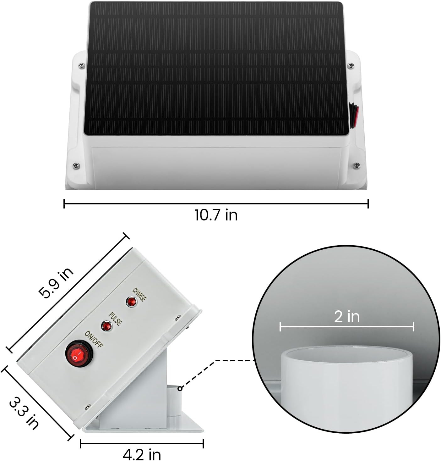 Solar Fence Charger – Solar Electric Fence Energizer for up to 5.6 Miles, 0.2 J