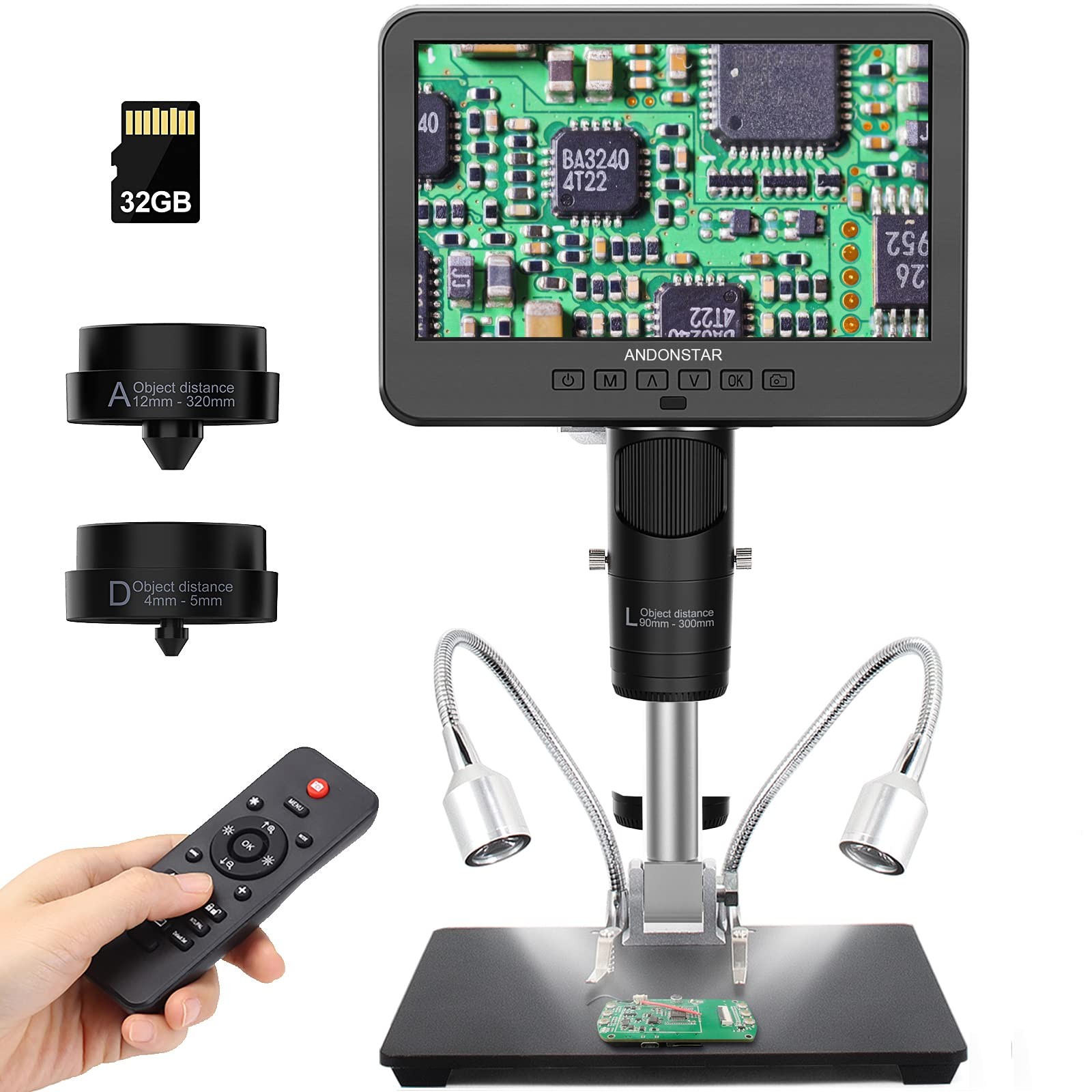AD246S-M HDMI Digital Microscope 2000x for Adults, 3 Lens 2160P UHD Video Rec…