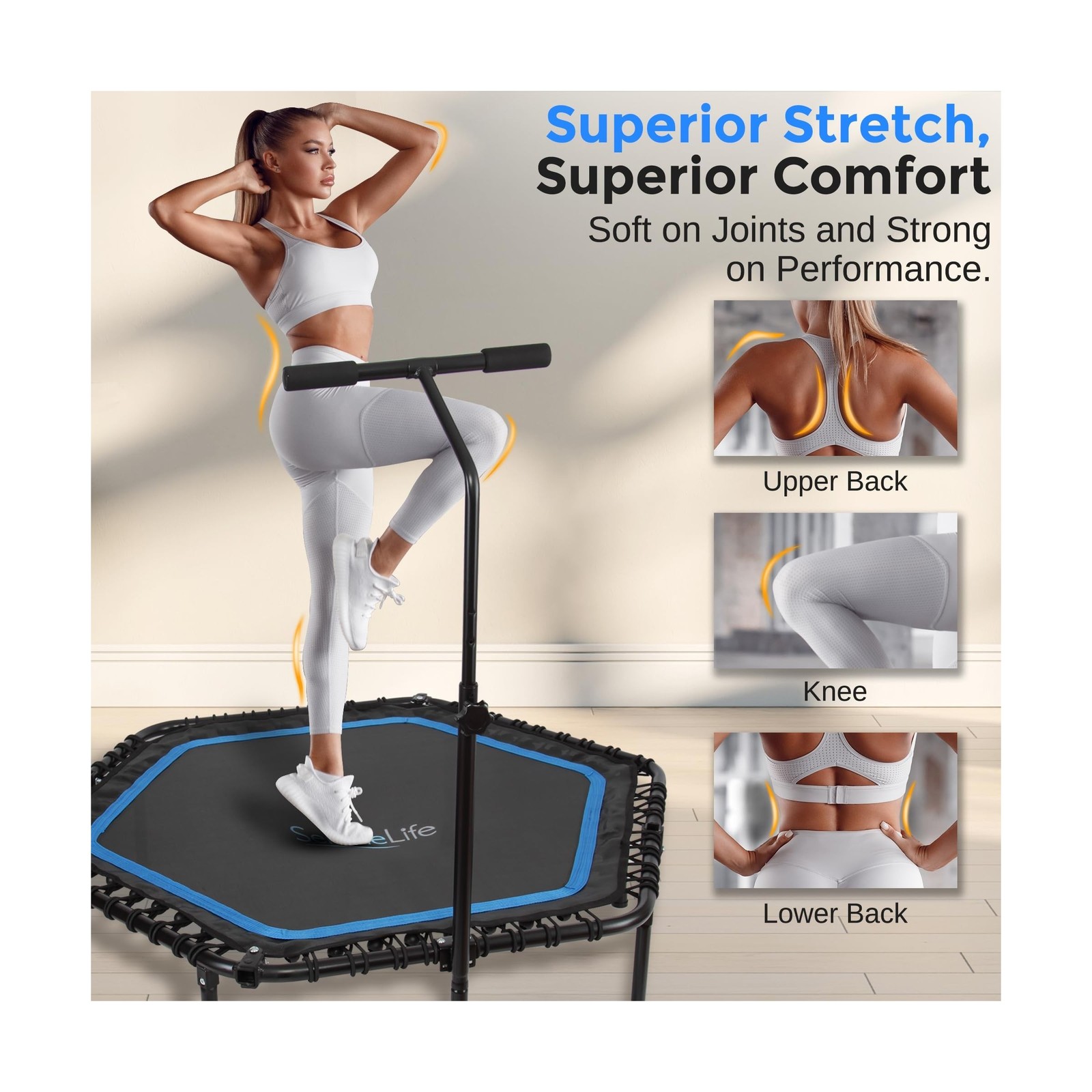 SereneLife 40″/50″ Mini Trampoline for Adults – 450/550LBS Fitness … Fast Ship