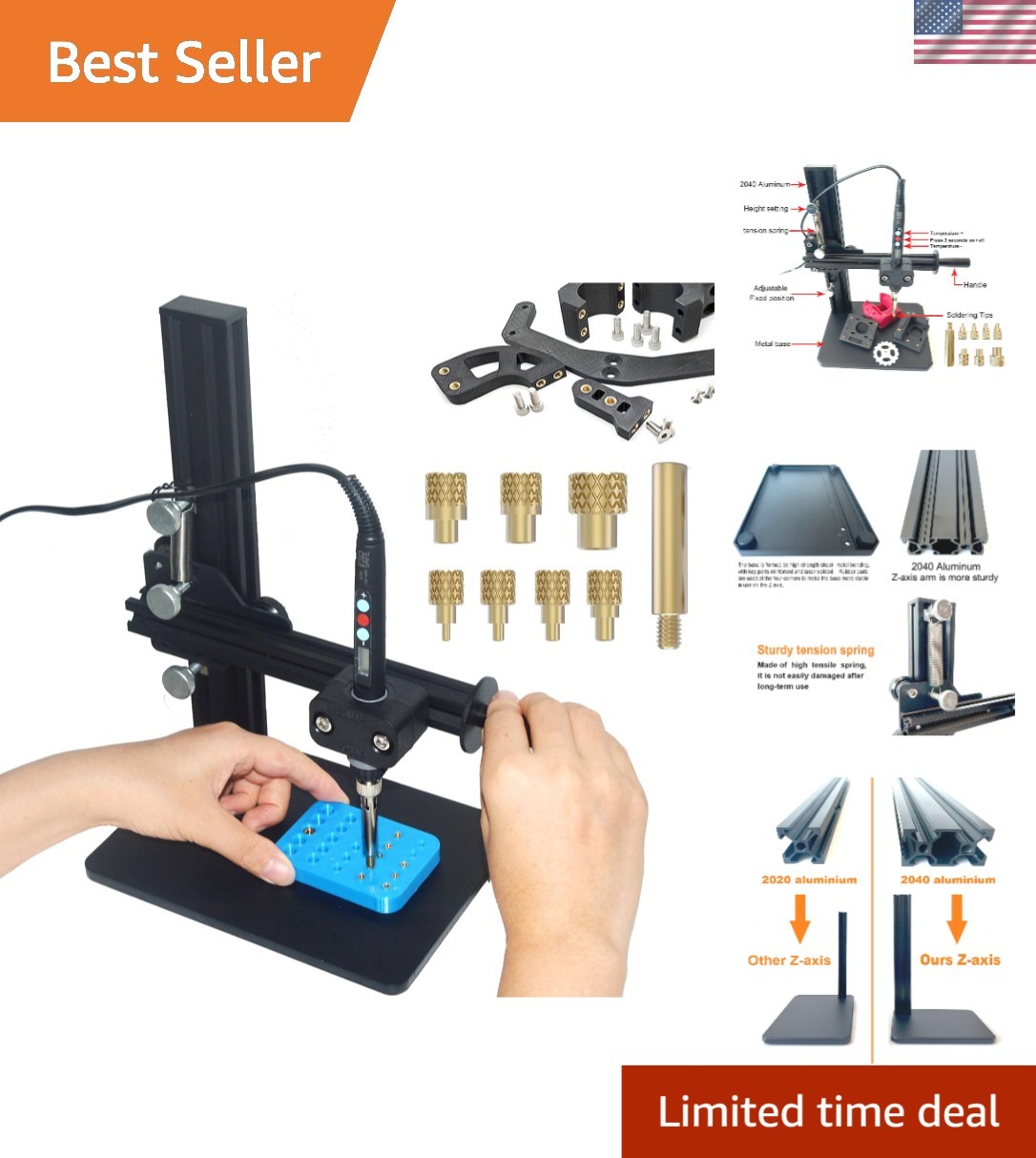 Heat Set Insert Tool Kit for Plastic Aluminum Brass Threaded Inserts 3D Printing