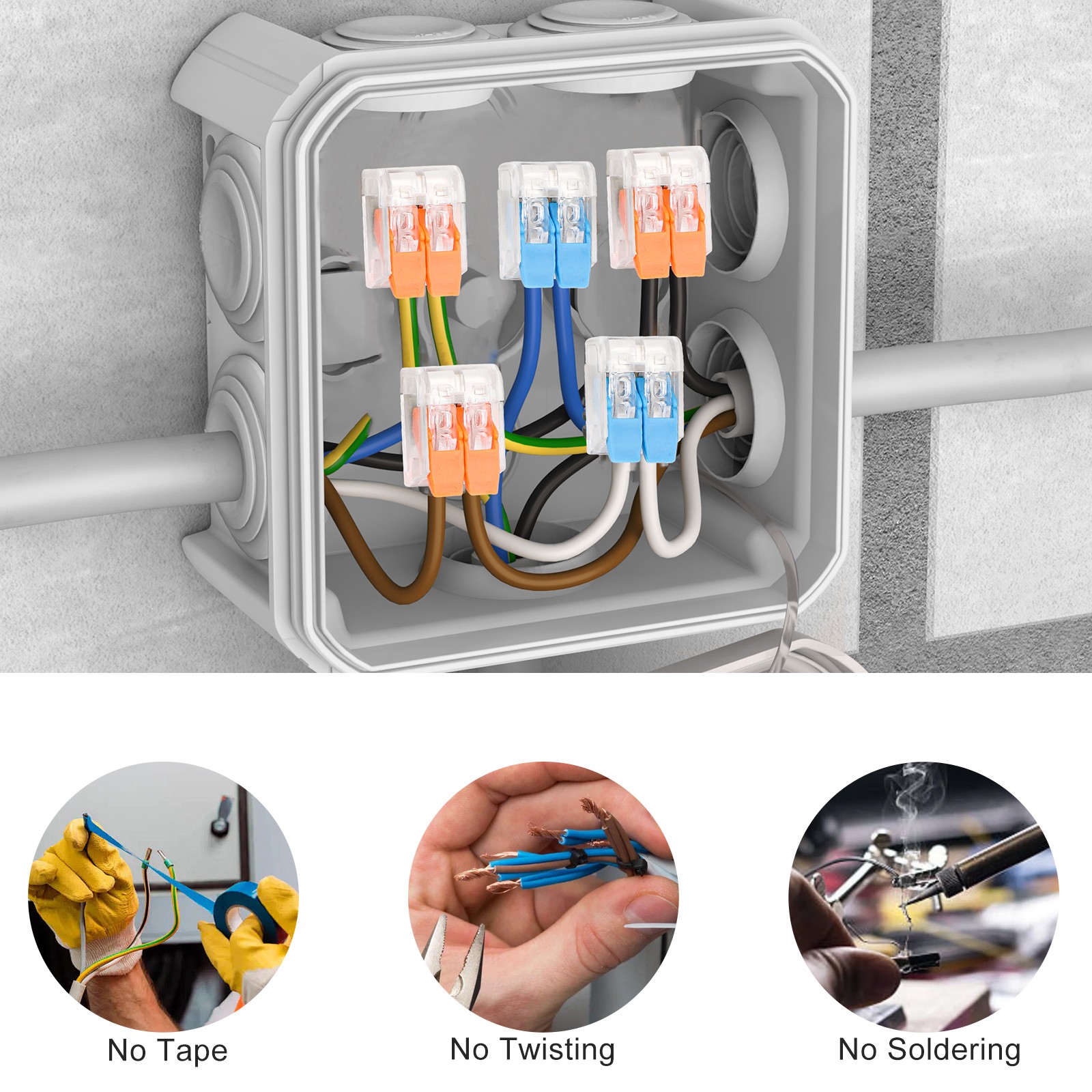 100 × 24–12 AWG Lever Wire Connector for Household Installation Wiring Terminals