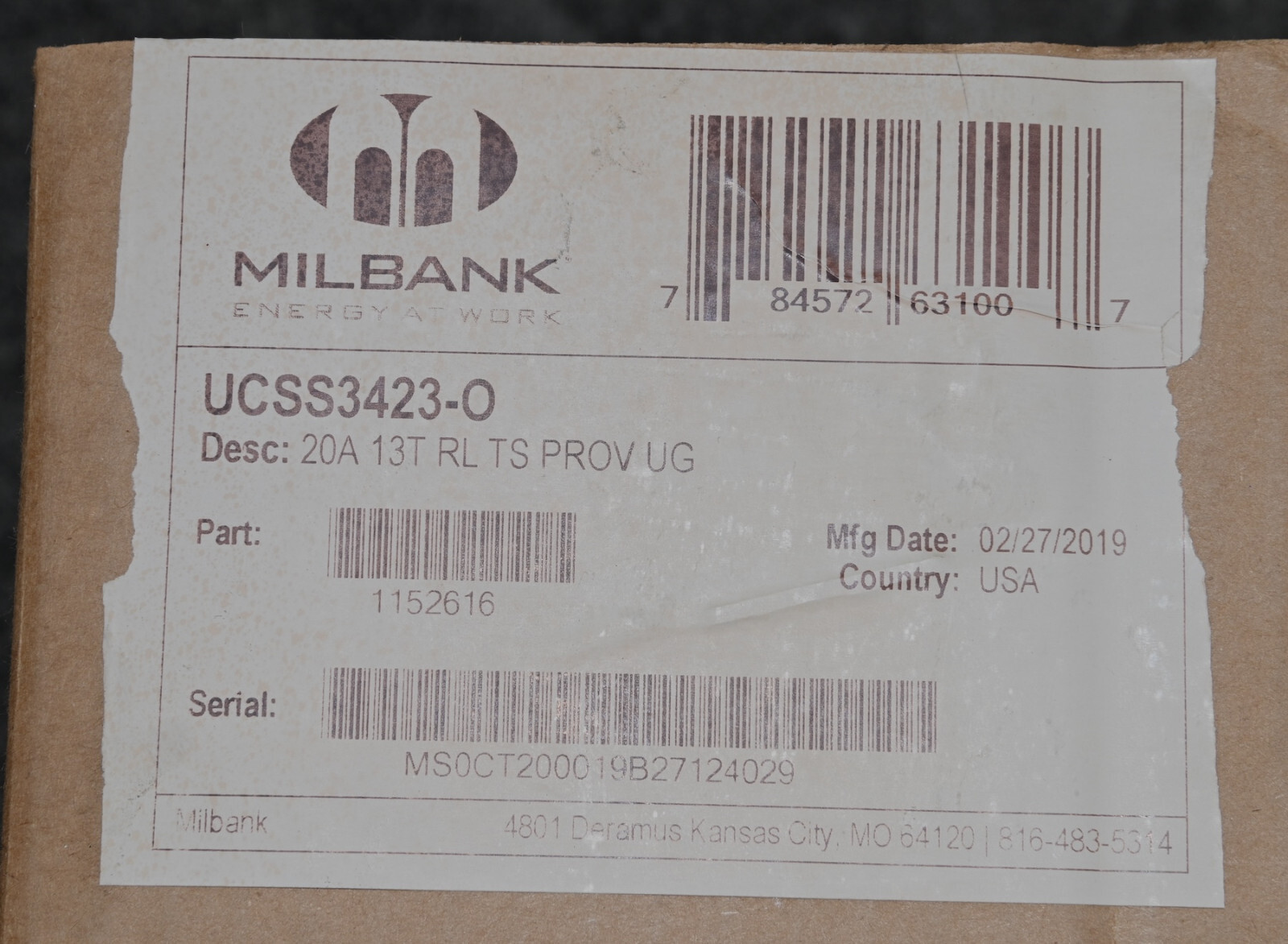 Milbank NEW STAINLESS STEEL 20A 13T RL TS PROV UG UCSS3423-O Meter Socket Panel