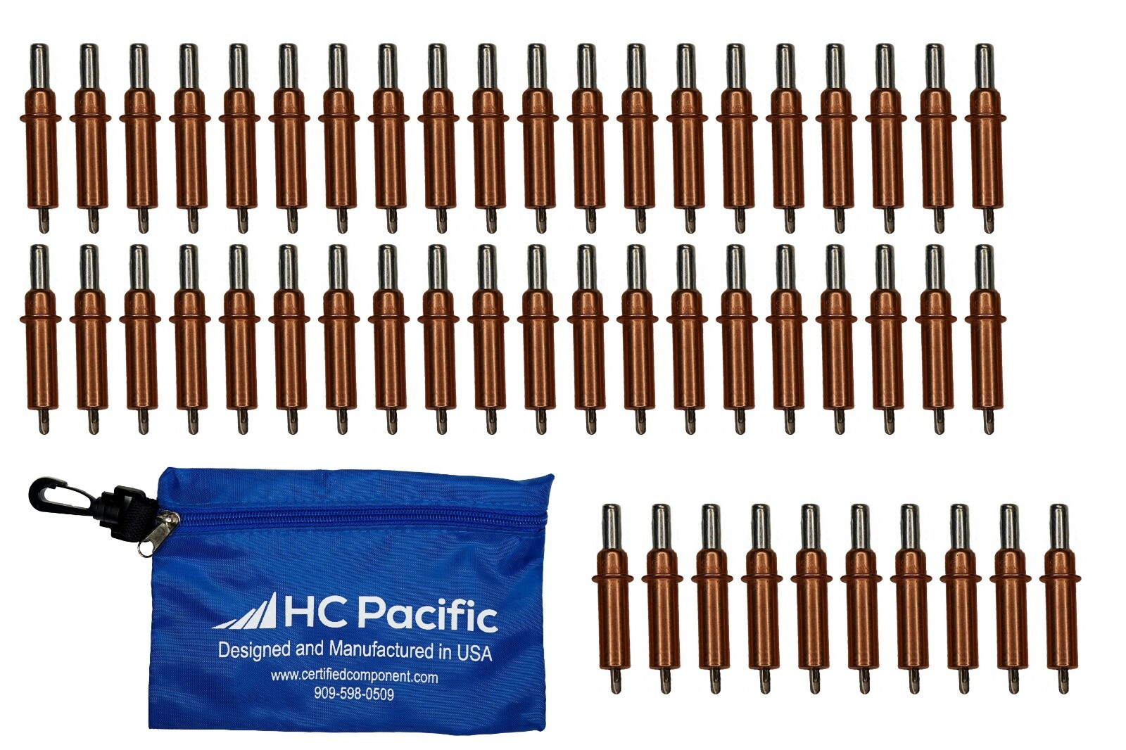 50 each C1/8 Cleco Fasteners & Pouch (Drill Size #30, Grip 0-1/4″) Made in USA