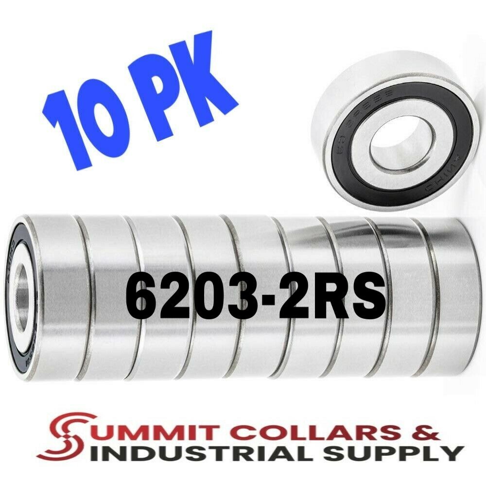 (10) 6203 2RS PREMIUM RUBBER SEALED BEARING 17X40X12MM SHIPS SAME DAY