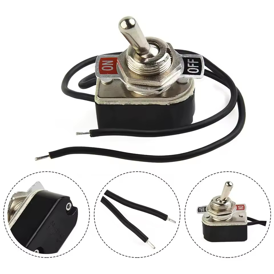 SPST Toggle Switch 6A 125V On Off Rocker Switch with Wire 12mm Mount