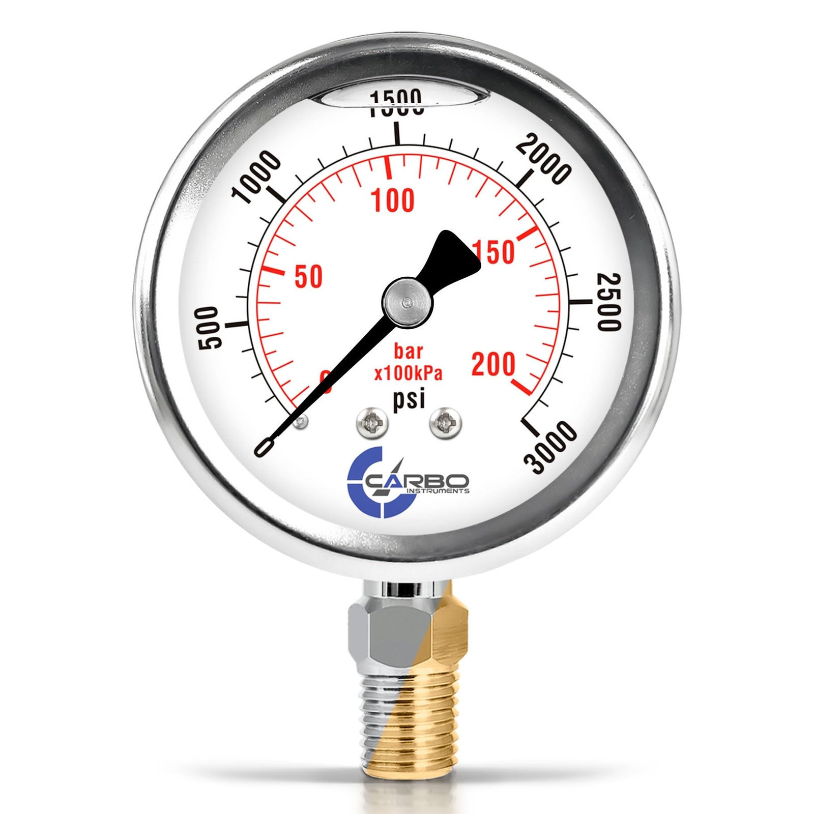 CARBO Instruments Stainless Steel Pressure Gauge Dual Display 0-3000 psi/kPa …
