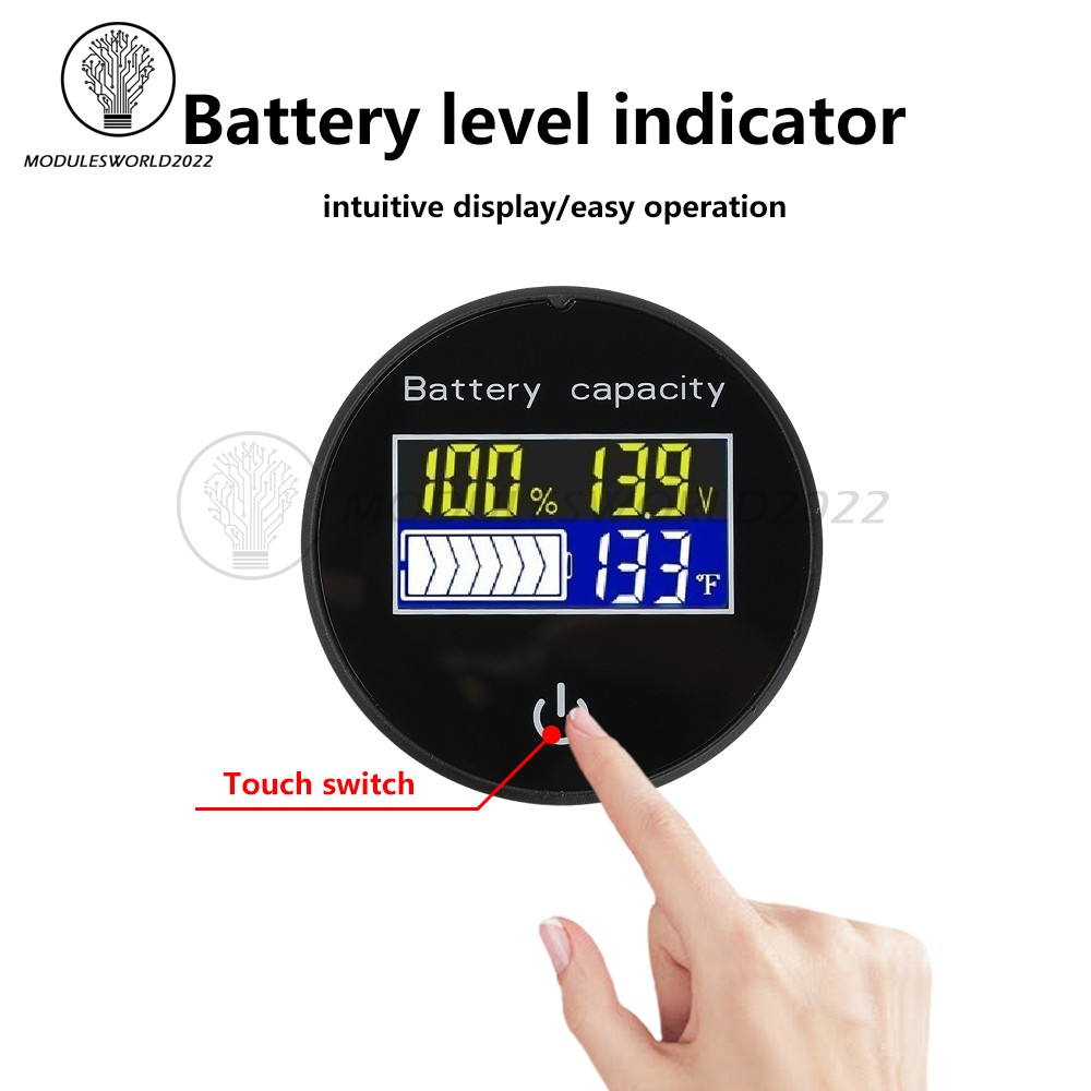 LCD Digital Battery Level Indicator Voltage Power Percentage Temperature Display
