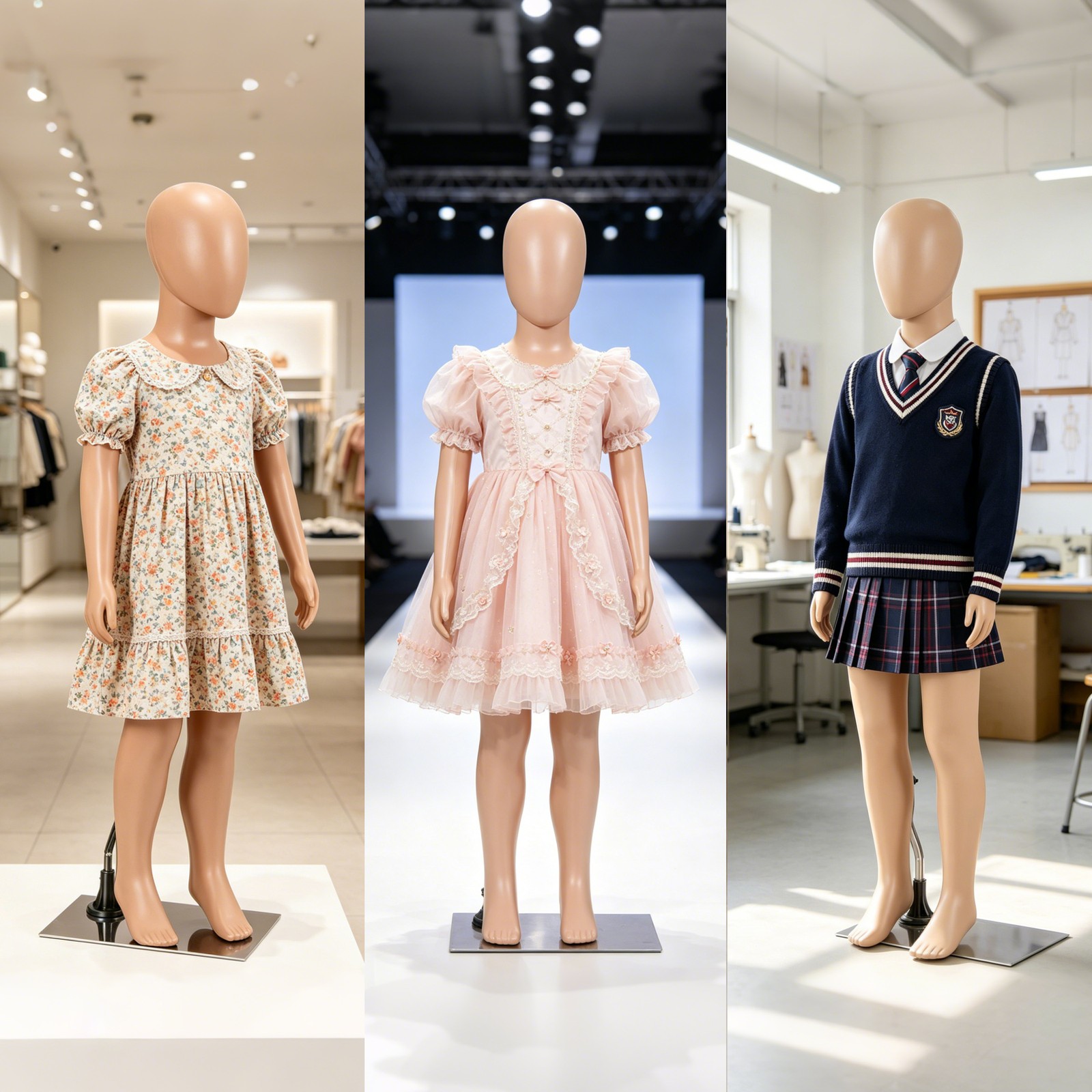 Detachable Kids Mannequin 360° Head Child Dress Form for Clothing Shop Nude