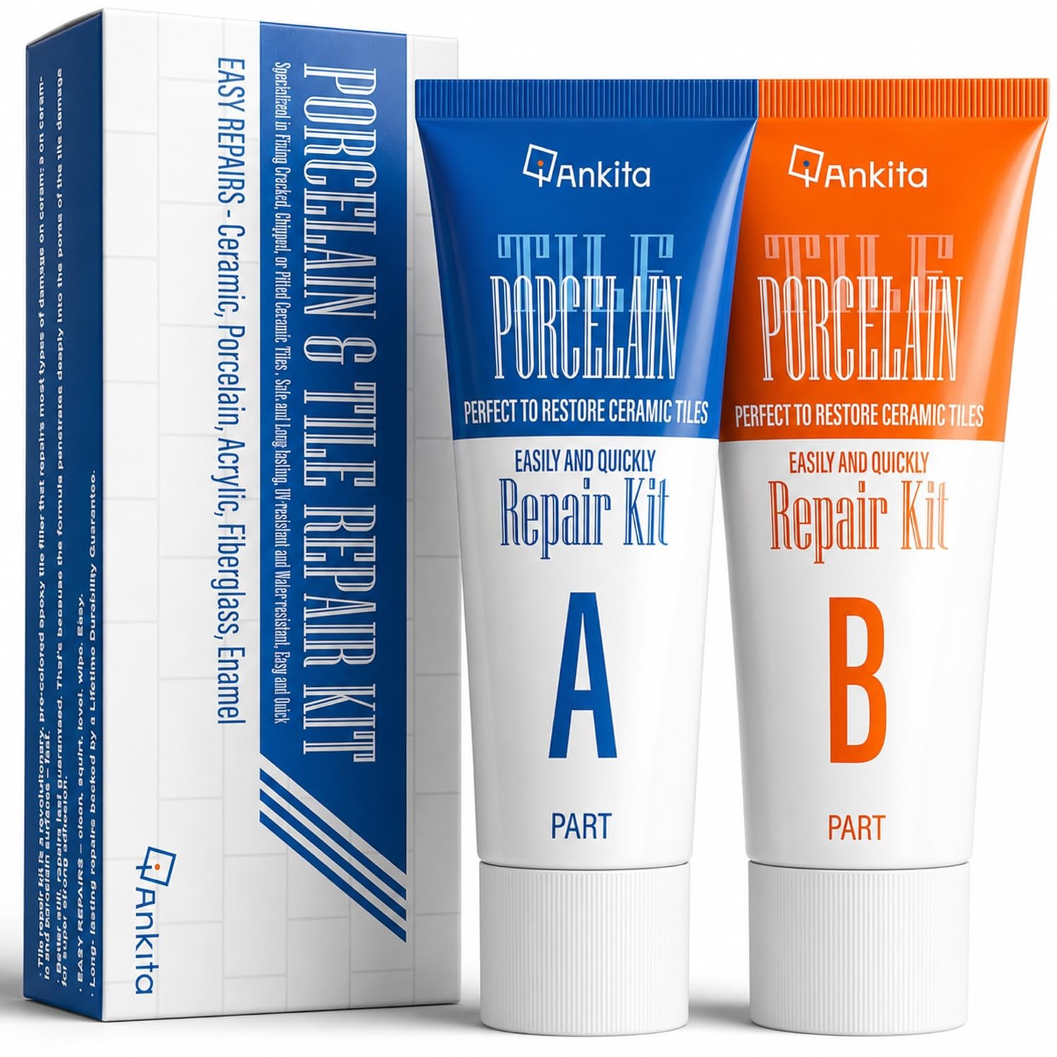 Porcelain Repair Kit White, High-Gloss Chipped Repair, No.01 White
