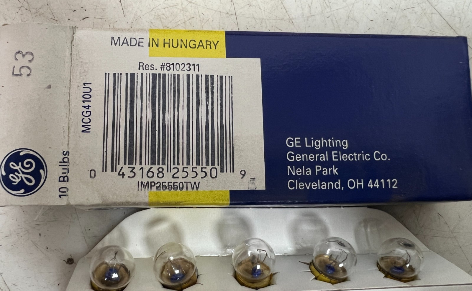 🤪 10) NEW GE GENERAL ELECTRIC MINIATURE LAMP 53 BOX OF 10