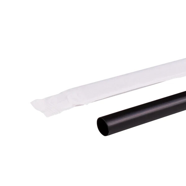 Karat 10.25” Giant Straws (8mm) Paper Wrapped – Black – 1,200 ct, C9125 (Black)