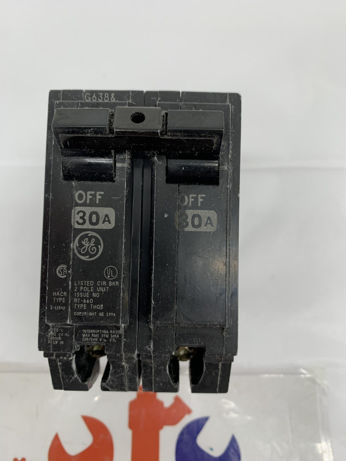 GE THQB2130 30A 2P 120/240V Bolt-On Molded Case Circuit Breaker Type THQB