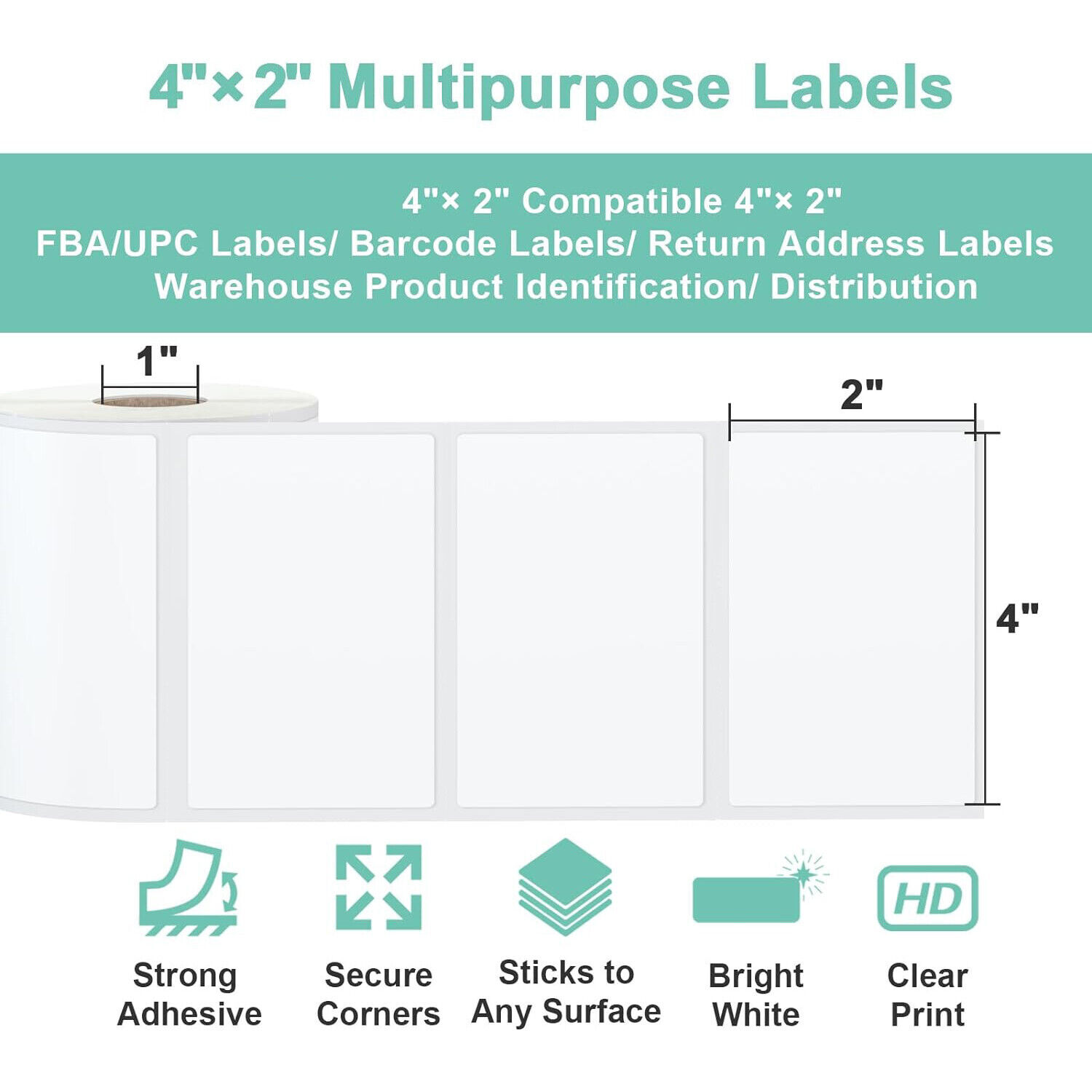 4”x2” Direct Thermal Shipping Labels 750 Labels/Roll For Zebra & Rollo Amazon