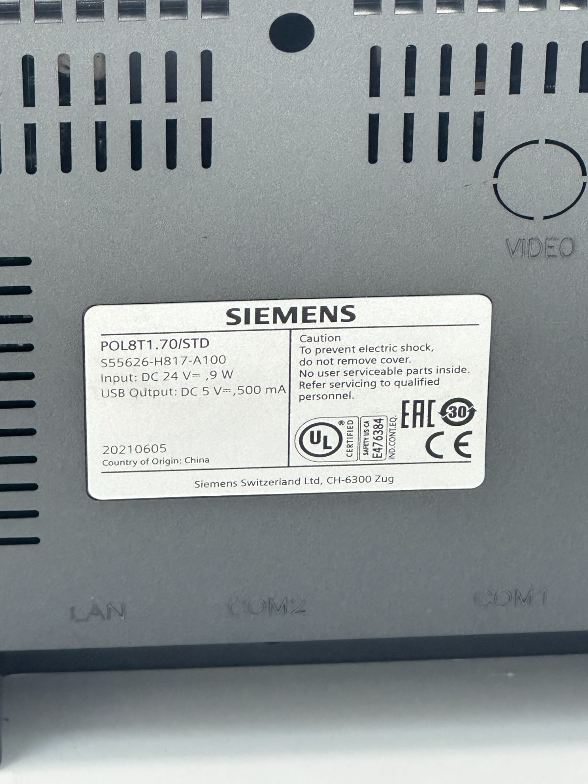 Siemens POL8T1.70/STD S55626-H817-A100 HMI Touch Screen Terminal 24VDC Tested